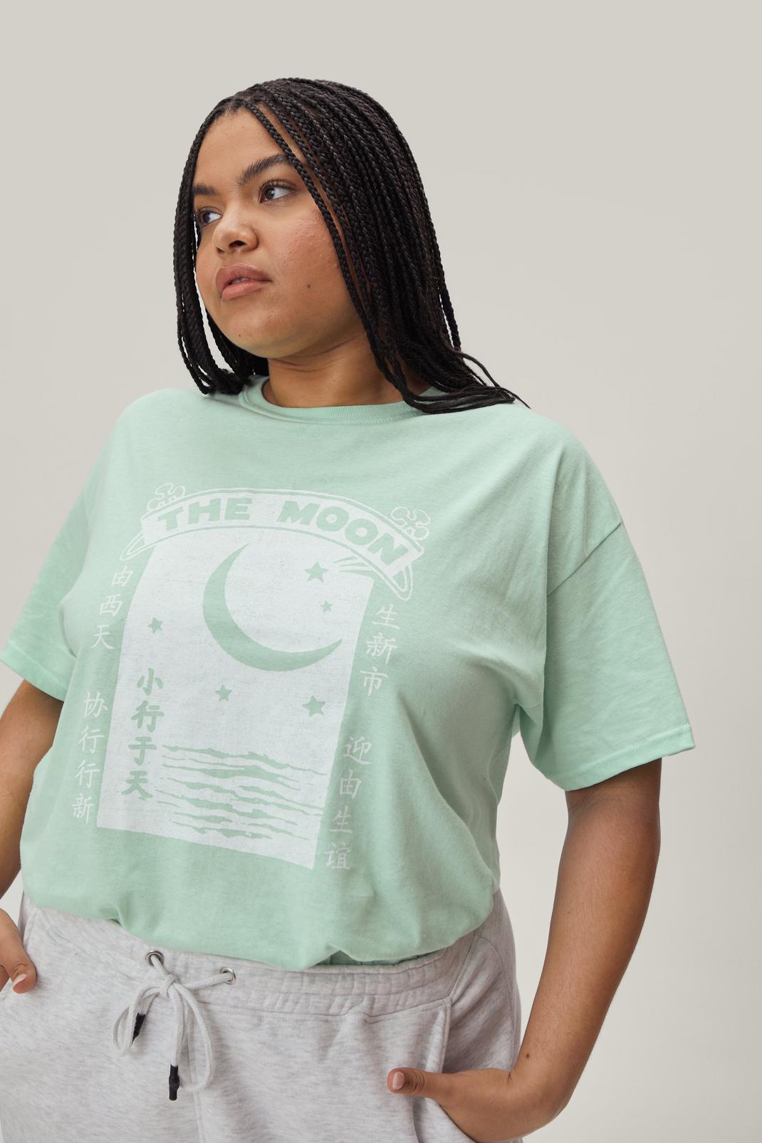 Mint Plus Size The Moon Graphic T-Shirt image number 1