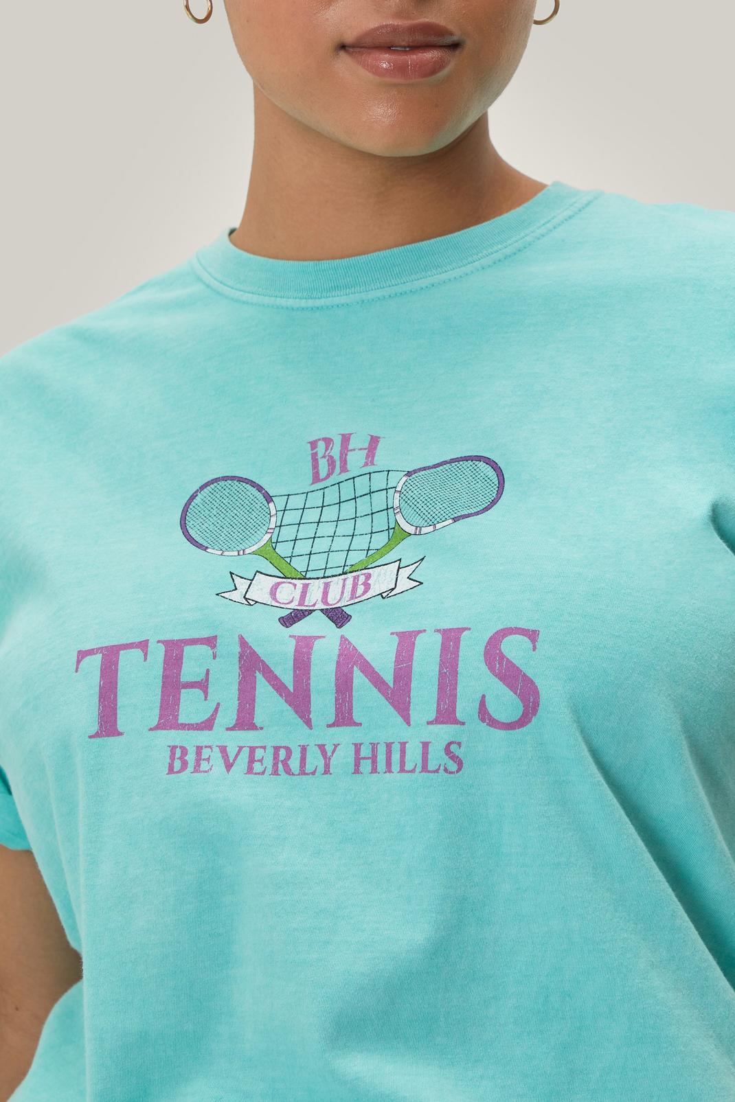 Aqua Plus Size Relaxed Tennis Graphic T-Shirt image number 1