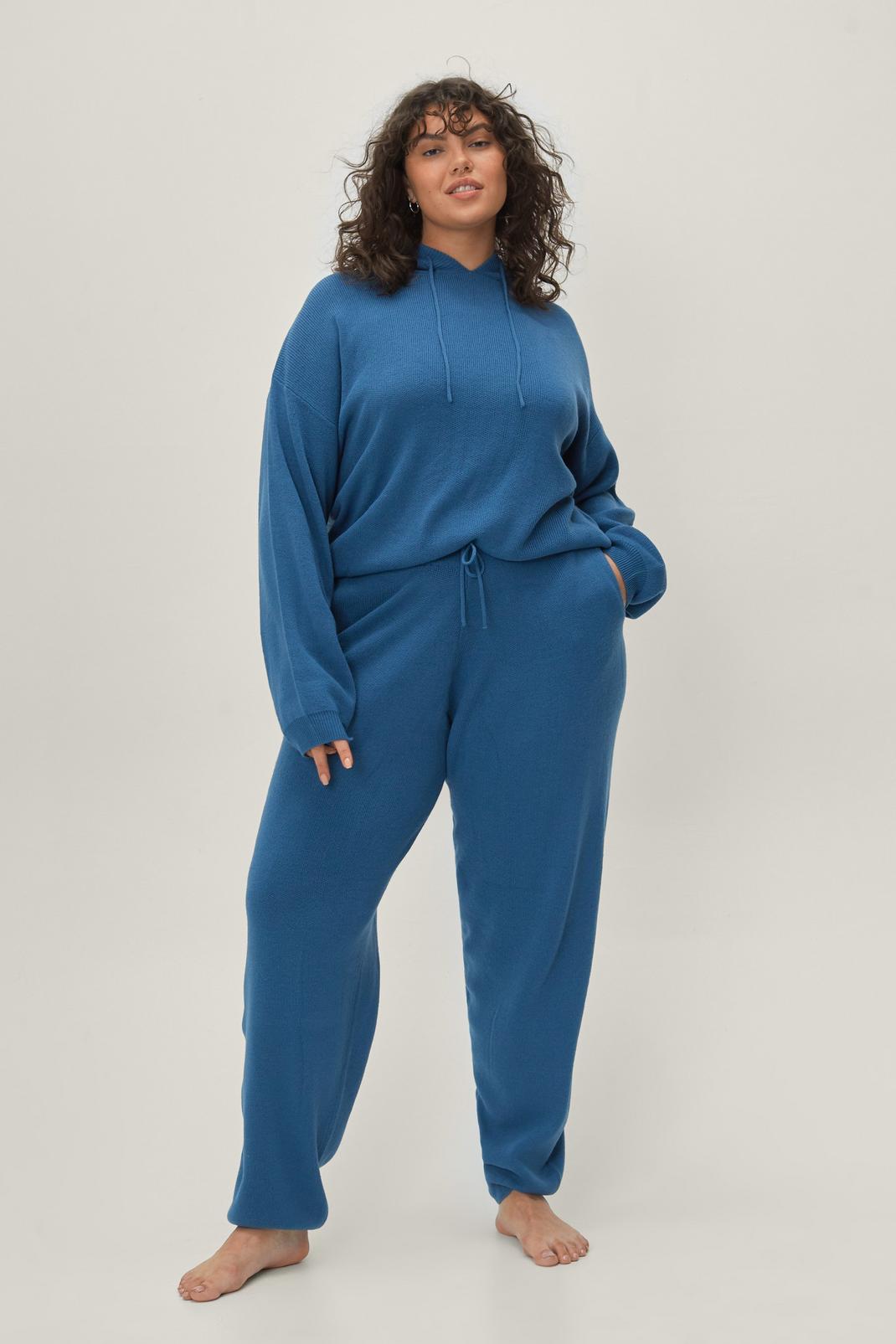 168 Plus Size Hoodie & Sweatpants Knitted Lounge Set image number 2