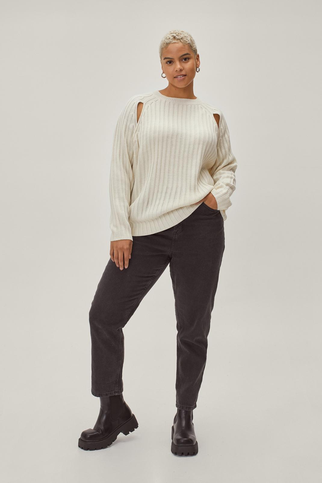 150 Plus Size Cut Out Ribbed Jumper image number 2