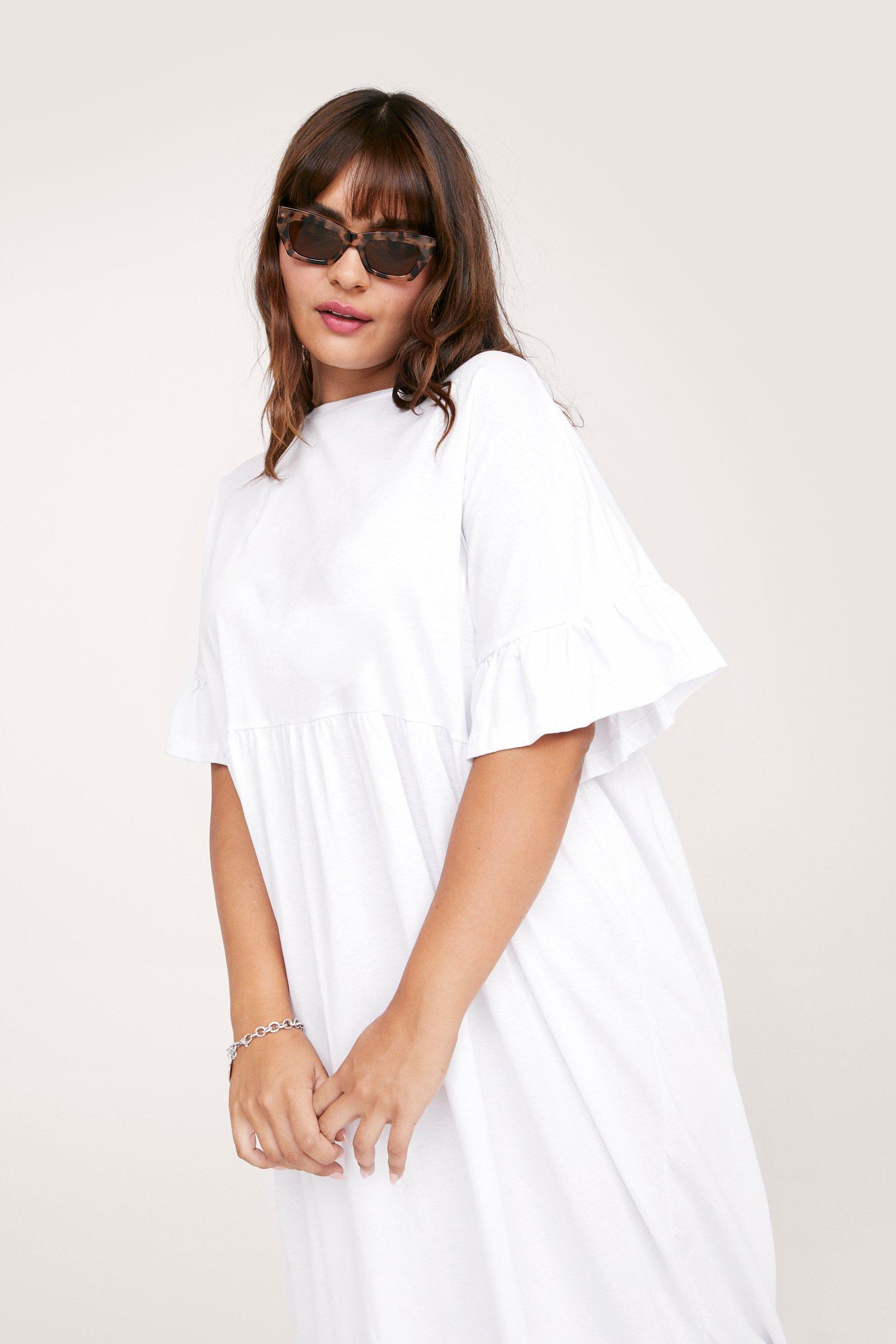 Plus size clearance white smock dress