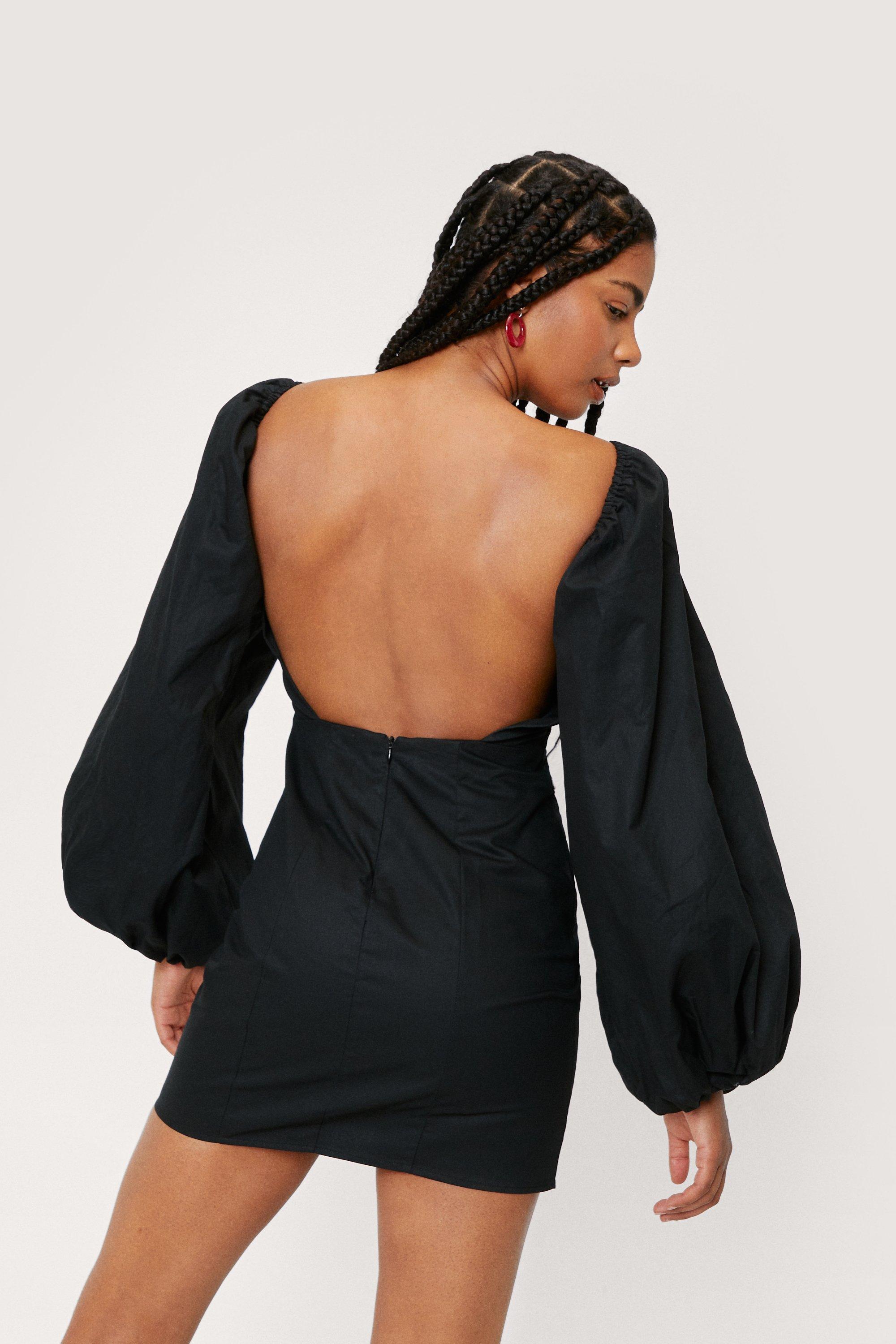 Puff Sleeve Backless Bodycon Mini Dress Nasty Gal