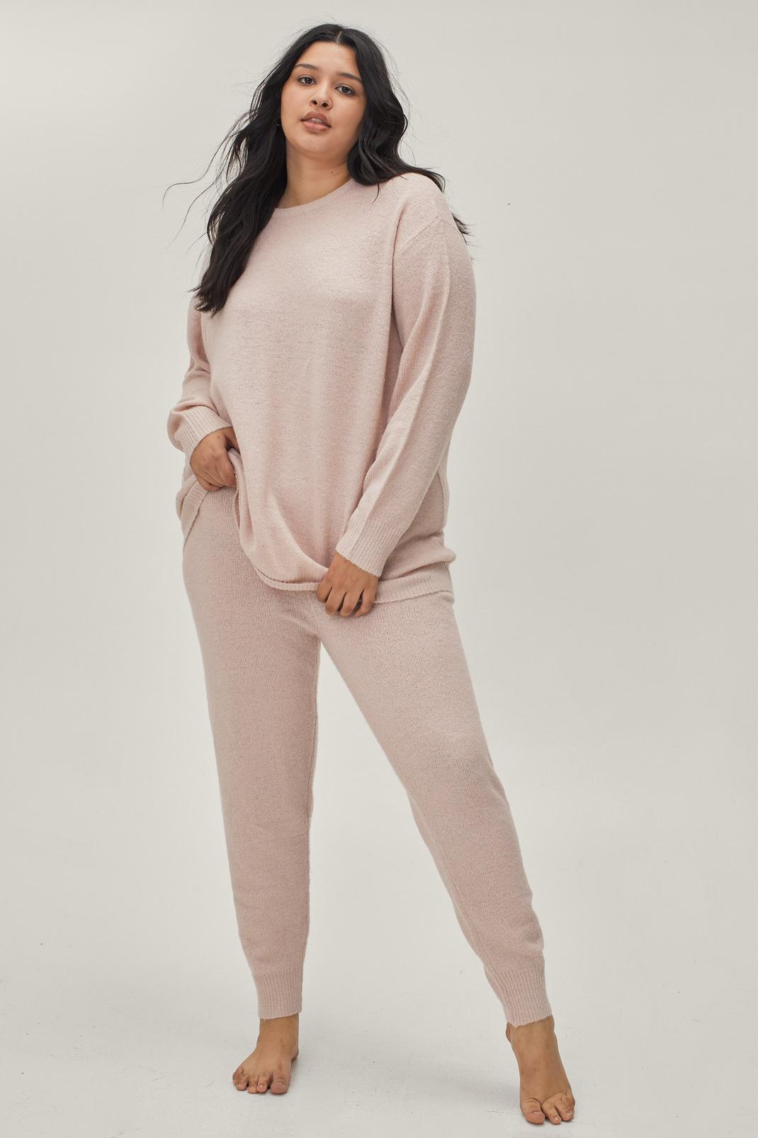 696 Plus Size Crew Neck Jumper and Joggers Set image number 2