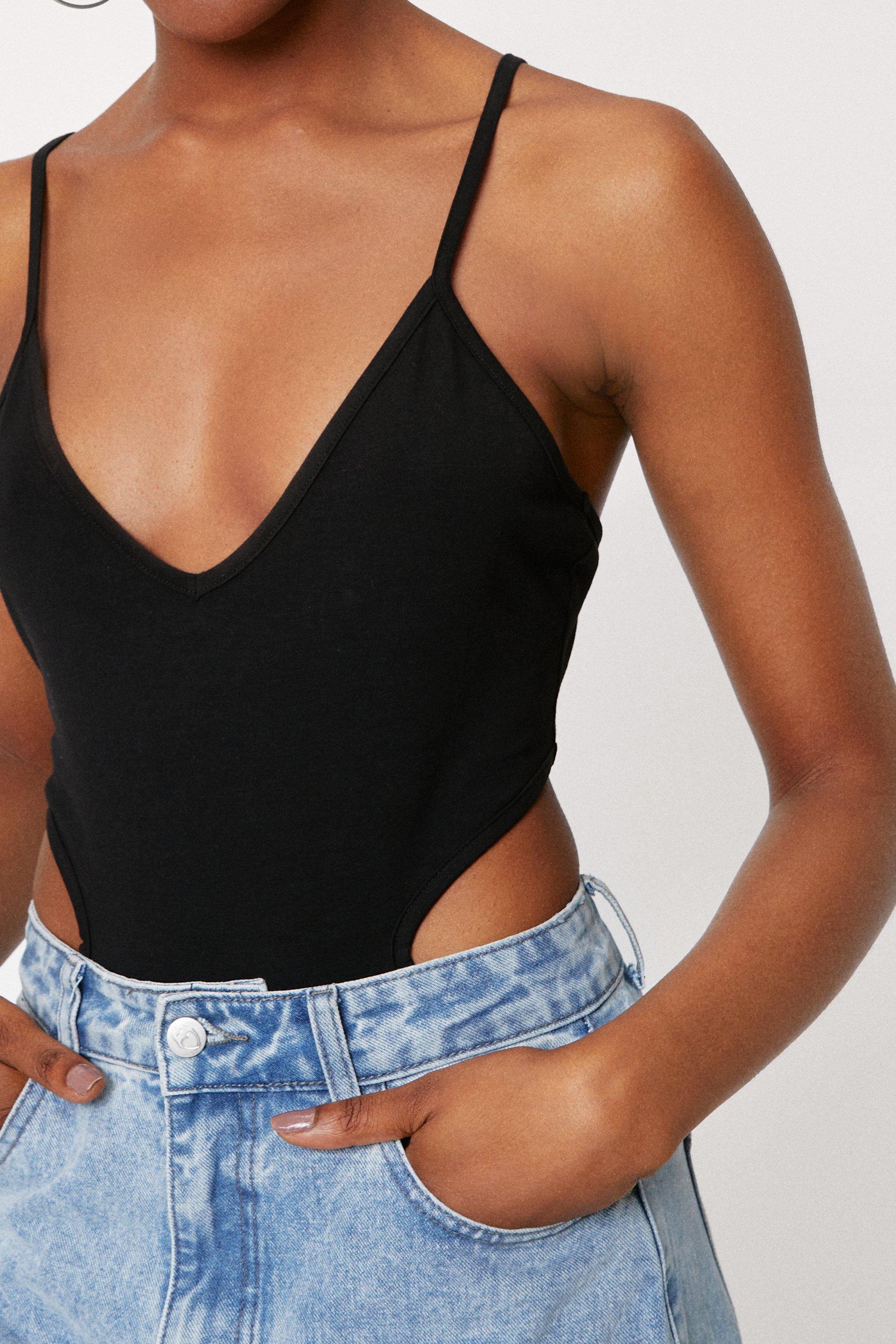 Black Mesh Cut Out Strappy Bodysuit Pants Two Piece Set – Hot