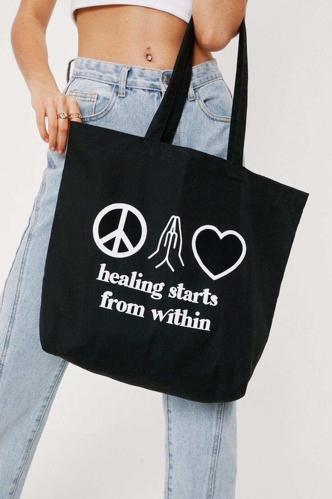 Black Healing Starts From Within Large Tote Bag image number 1