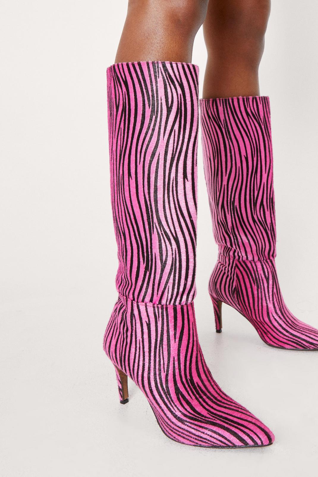 Faux Pony Zebra Print Knee High Boots | Nasty Gal