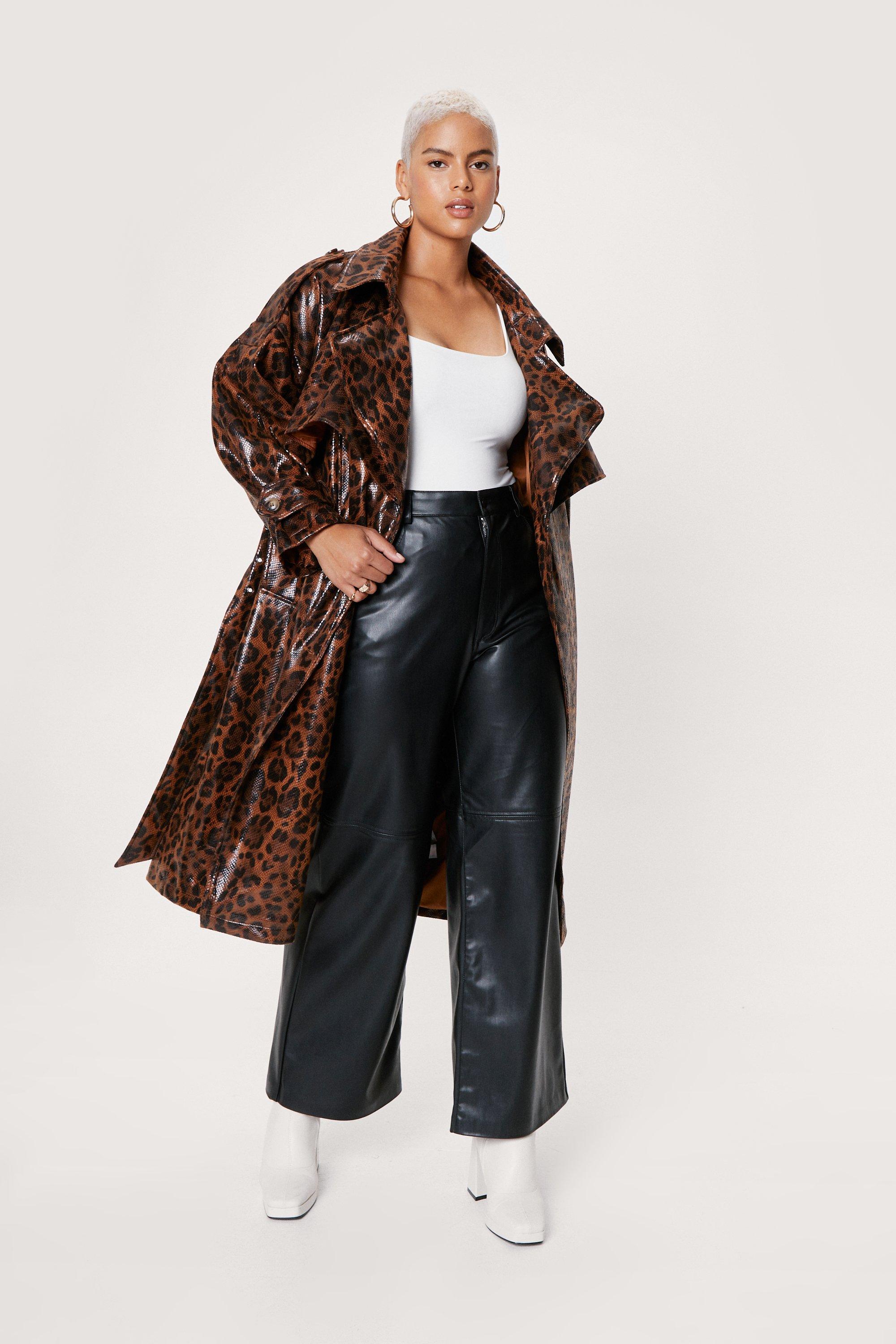 womens plus size leopard coat
