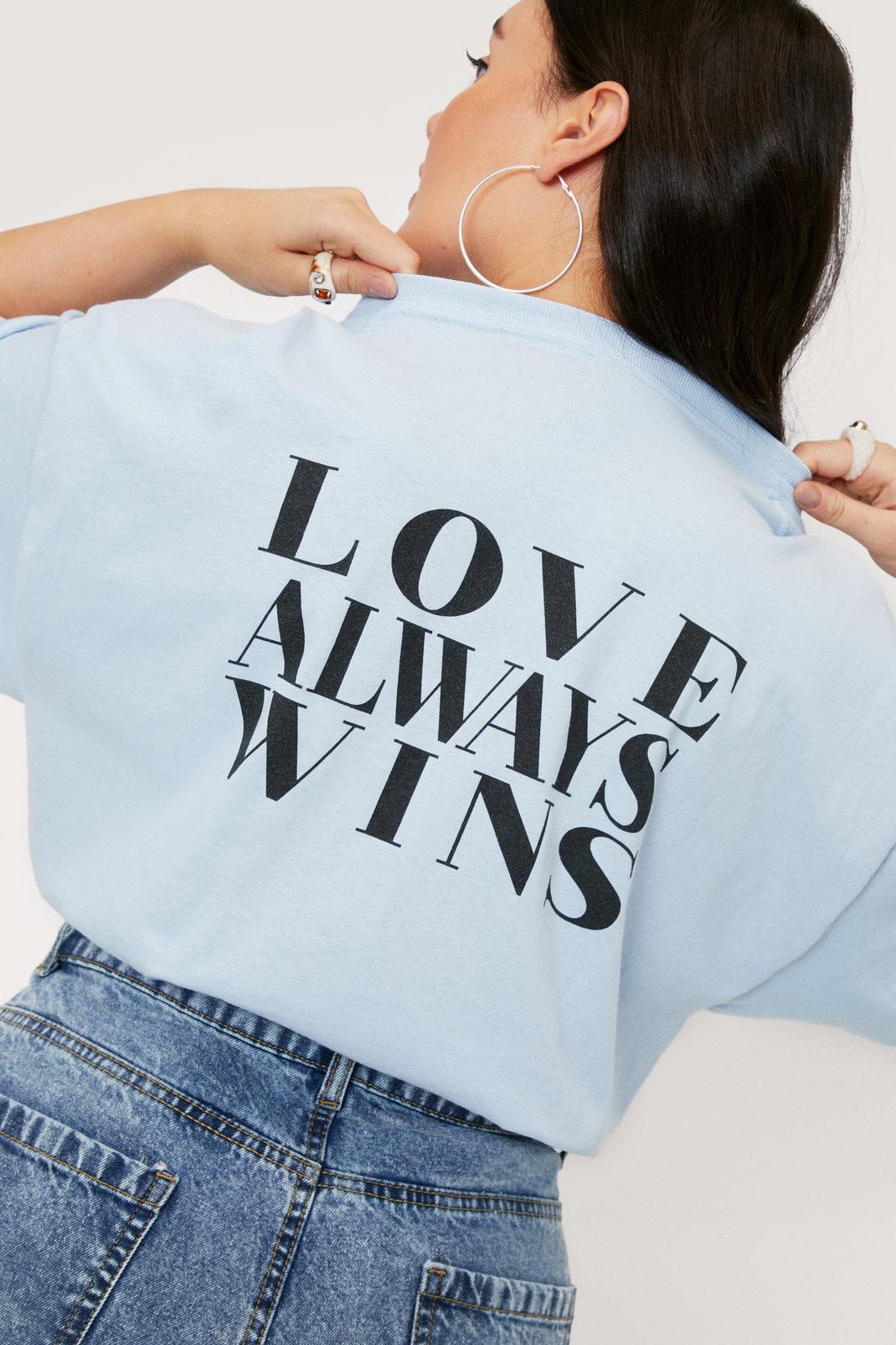 Blue Plus Size Love Always Wins Graphic T-Shirt image number 1
