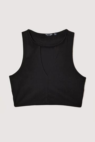 Black Sleeveless Keyhole Cut Out Crop Top