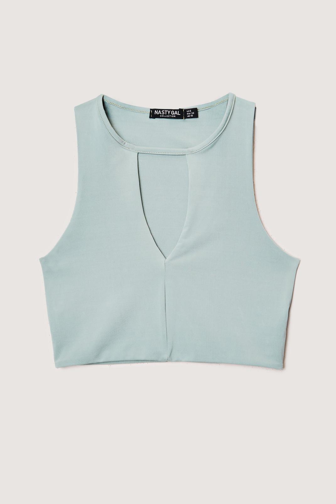Sage Sleeveless Keyhole Cut Out Crop Top image number 1