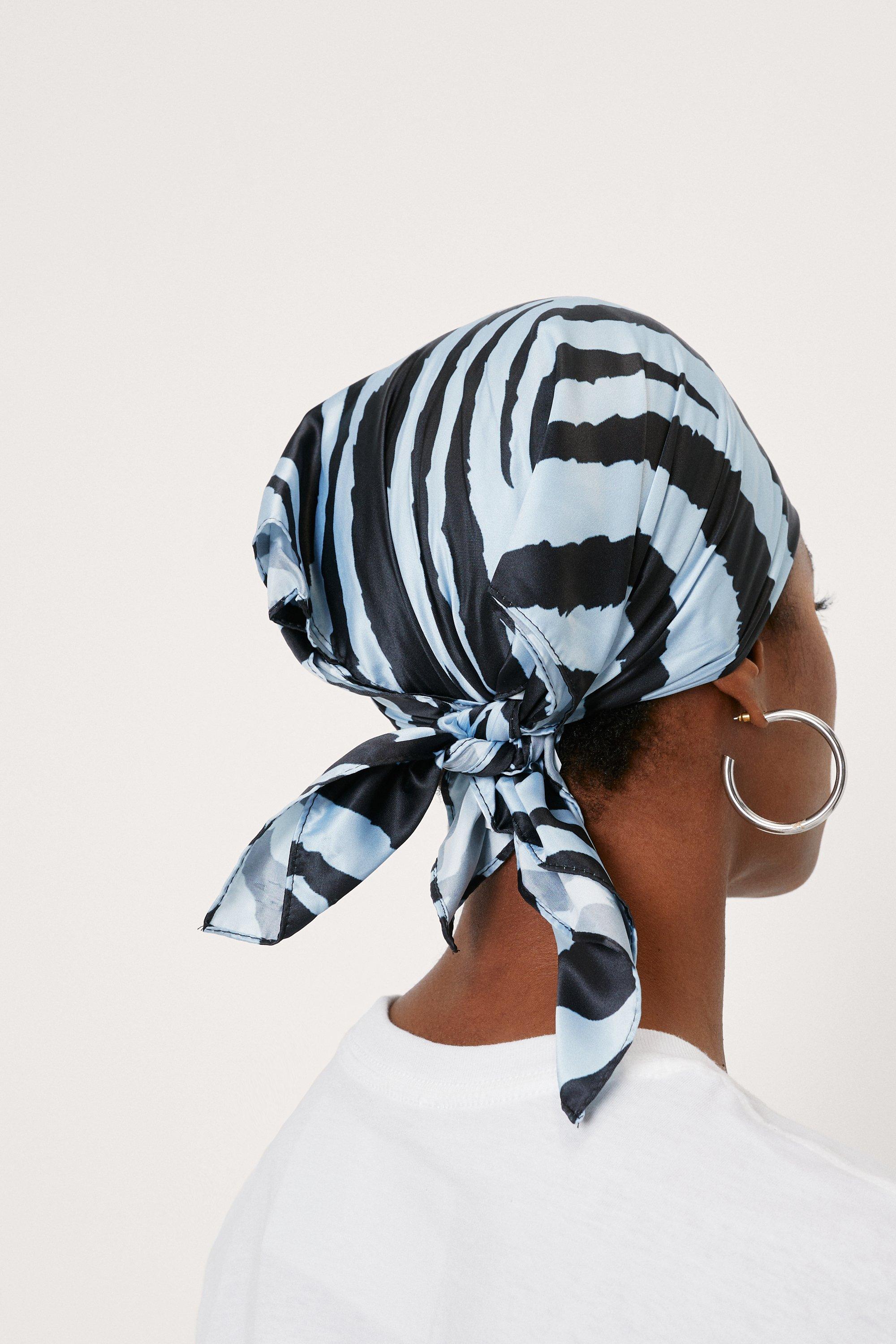 Printed Head Scarf in Umber Zebra