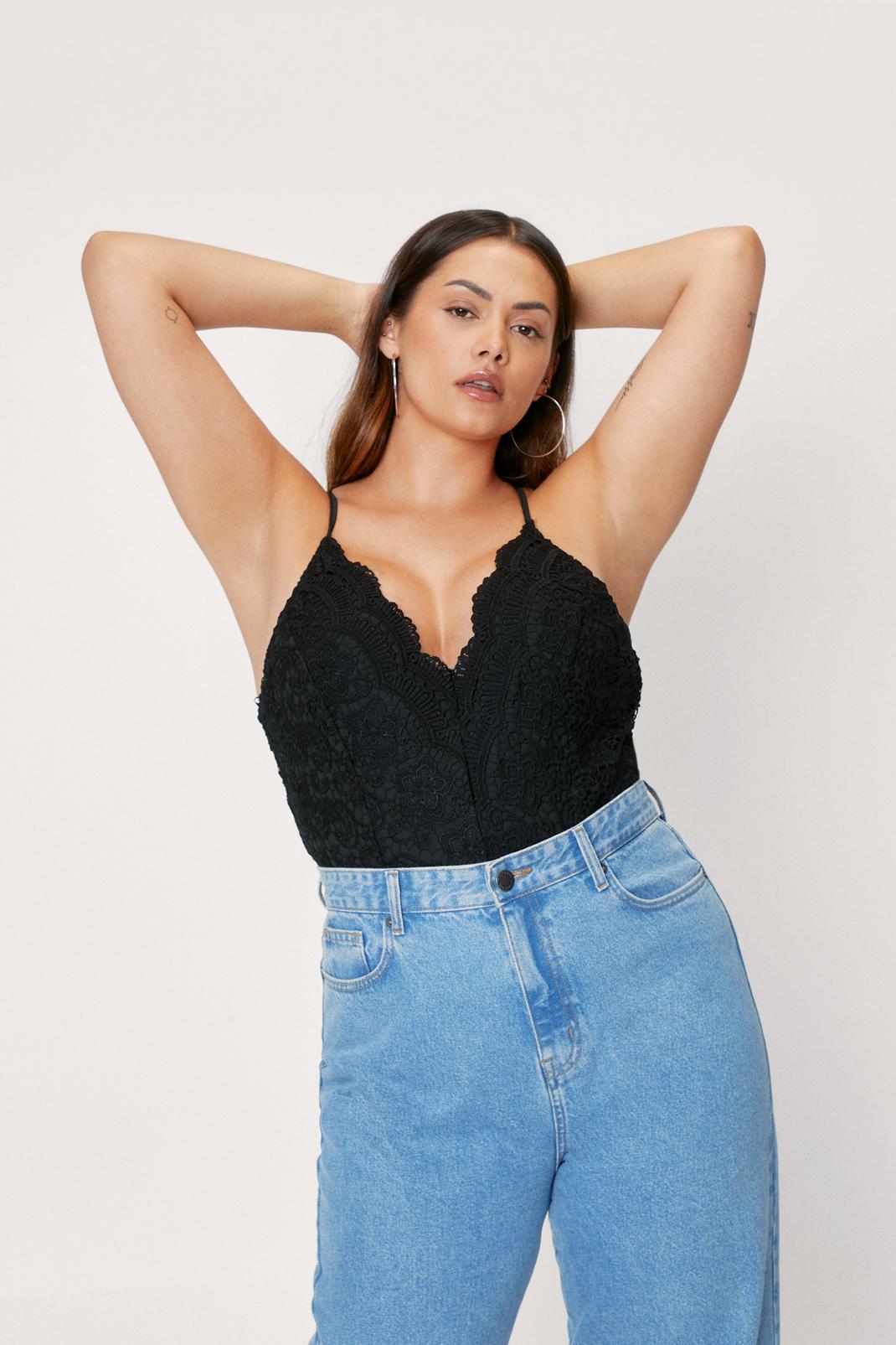 Plus Size Lace Strappy Bodysuit Nasty Gal