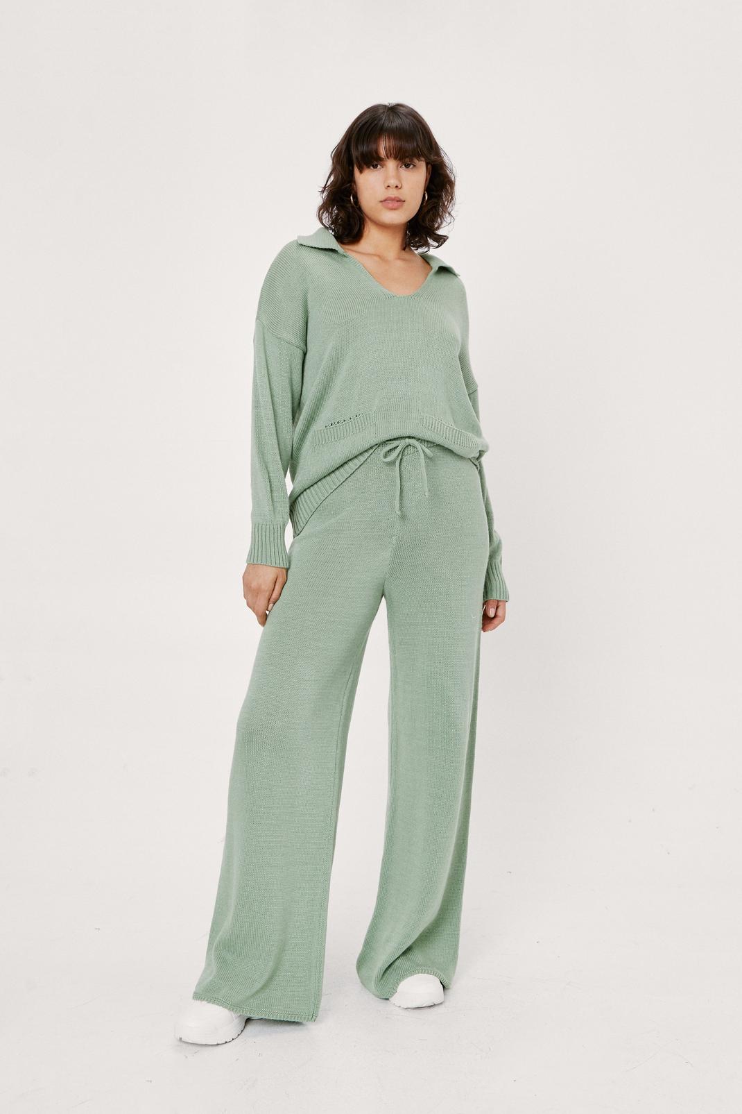 Knitted Collar Pocket Jumper and Trousers Lounge Set image number 1