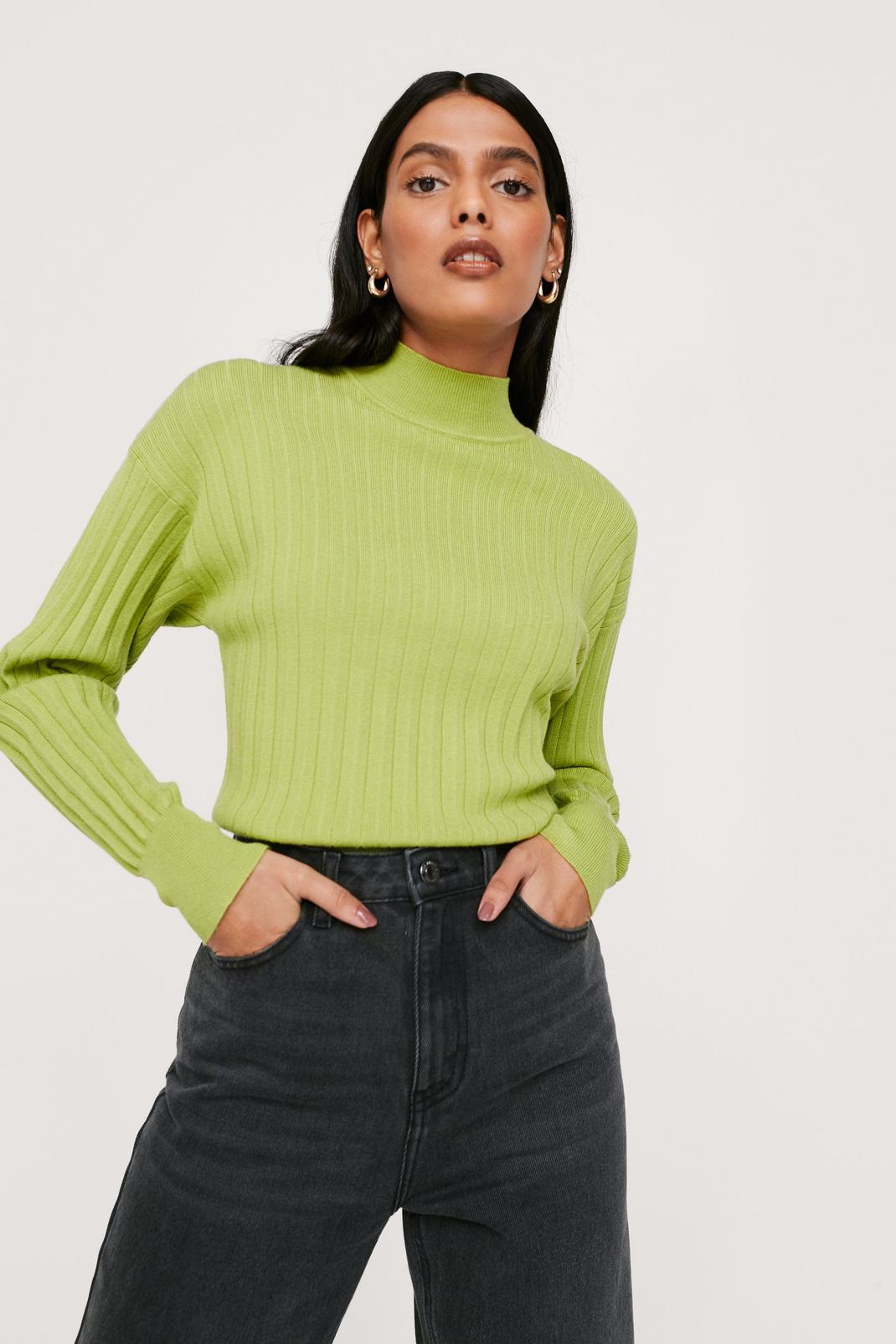 High Neck Wide Ribbed Knitted Top | Nasty Gal