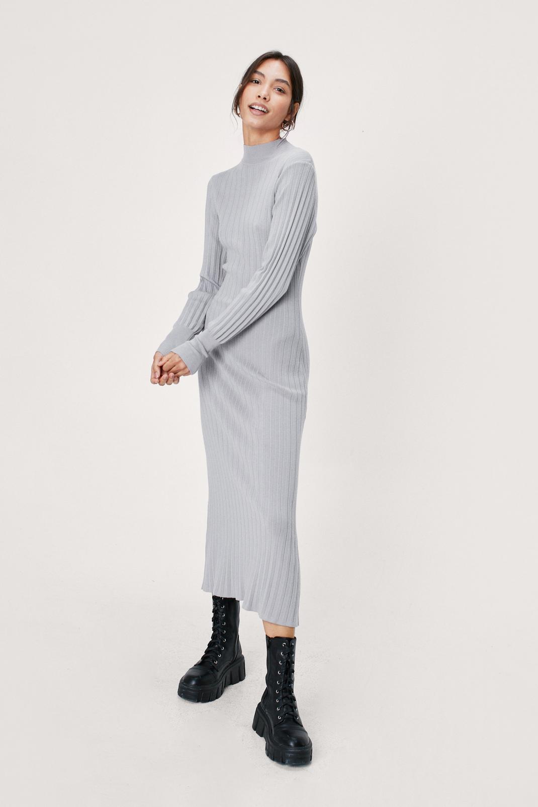 131 Knitted Wide Ribbed Midi Dress image number 1