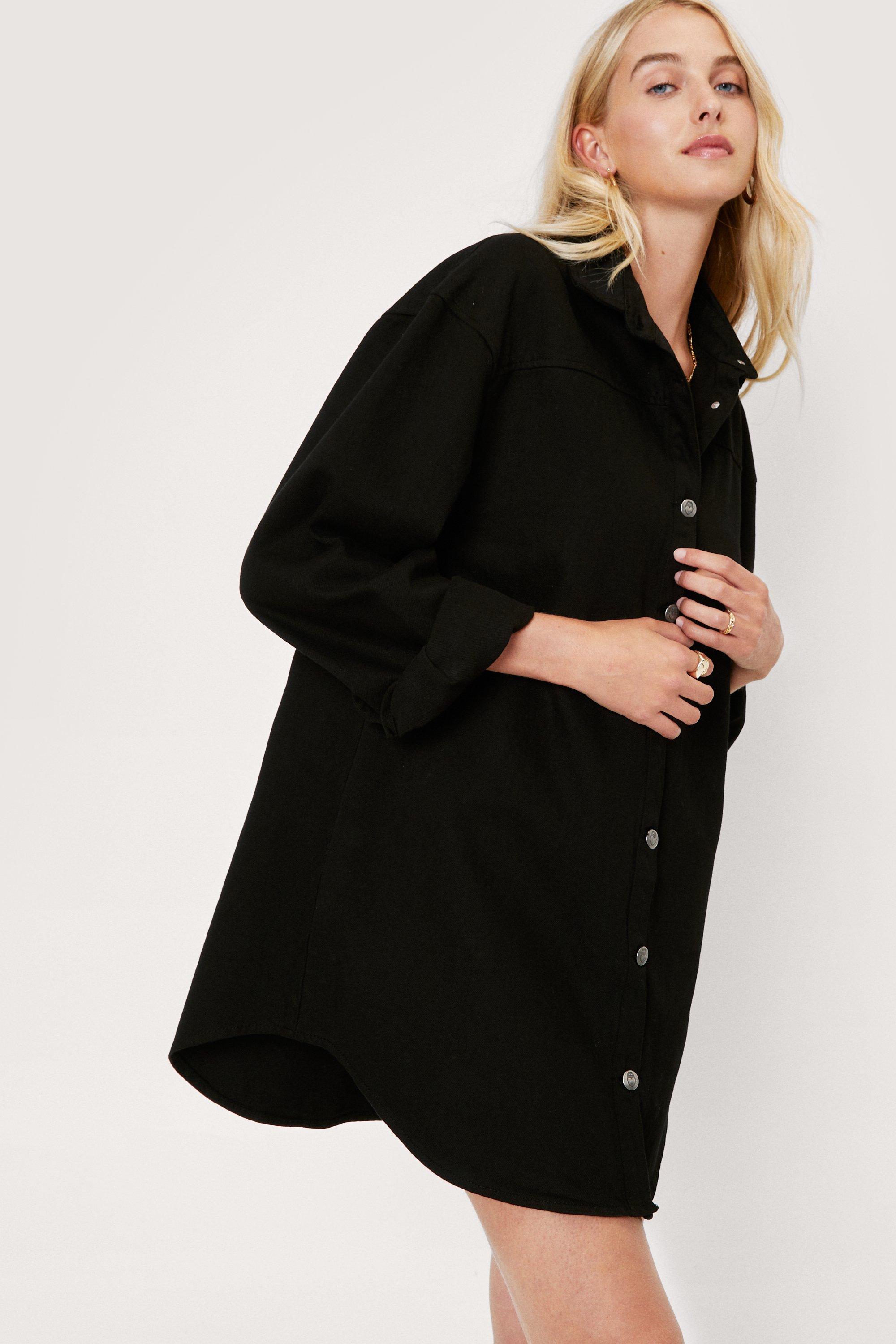 Black oversized store denim shirt dress