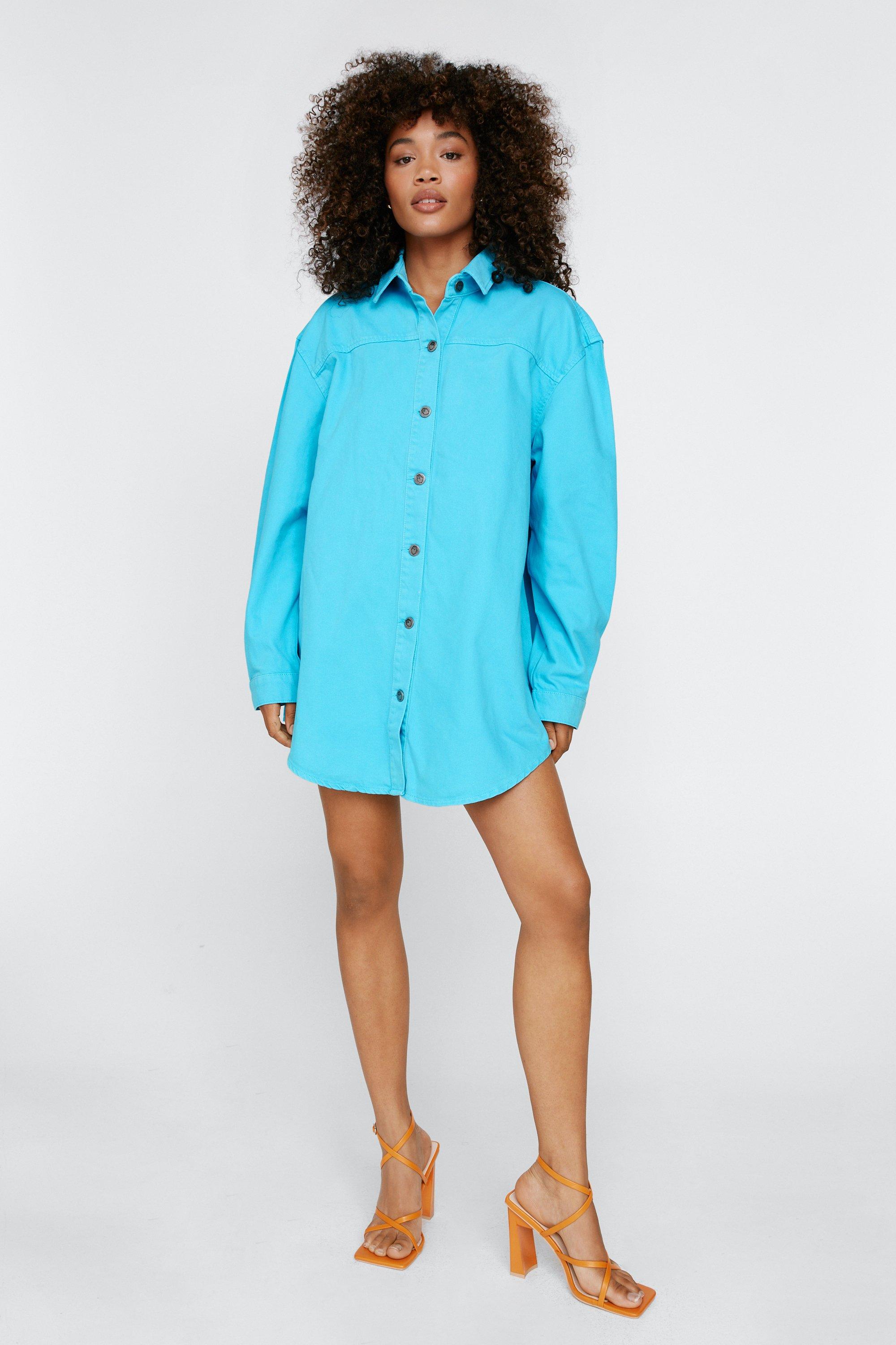 Veveret Button Down Denim Shirt Dress