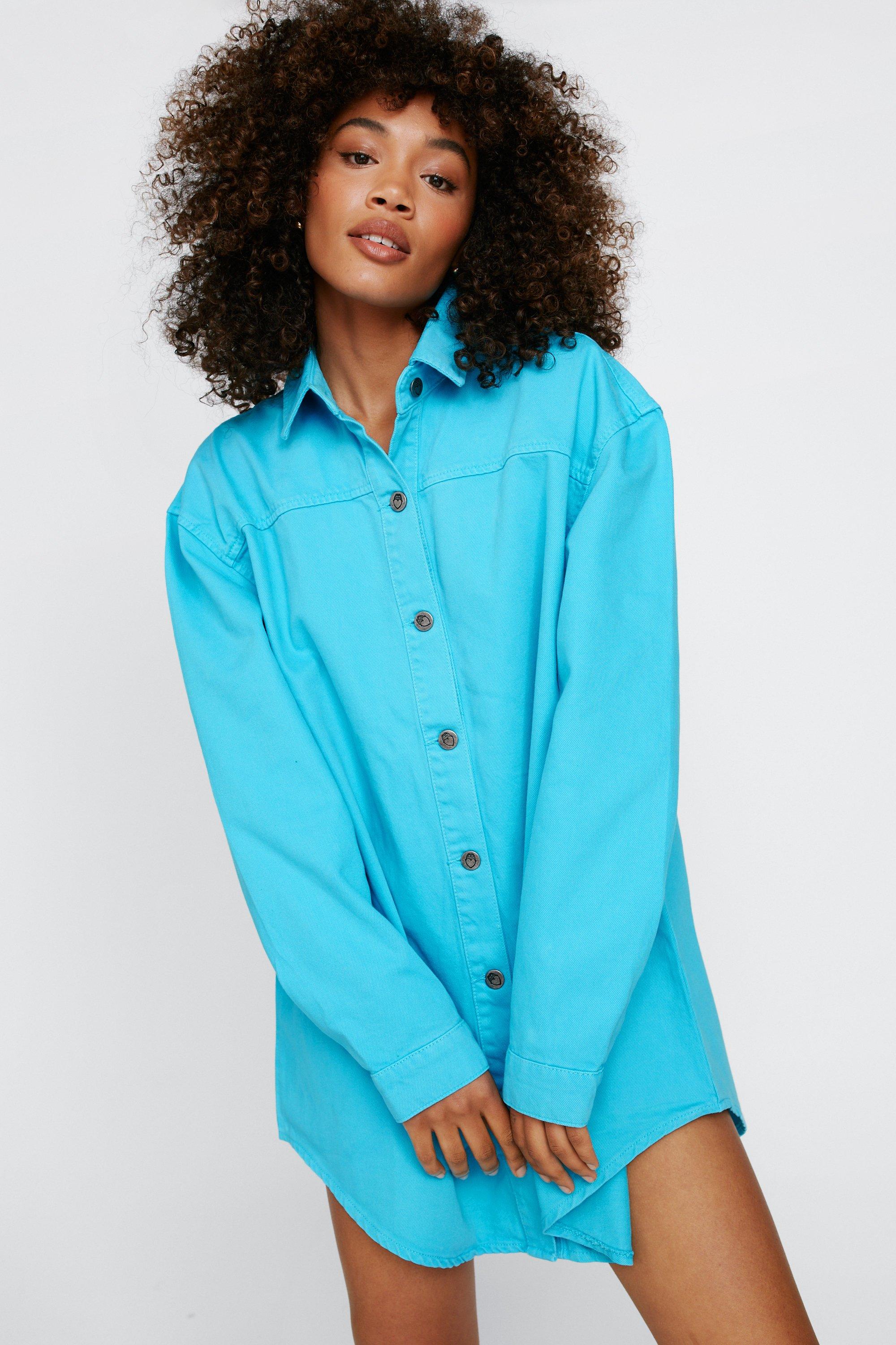 Ganni denim cheap shirt dress