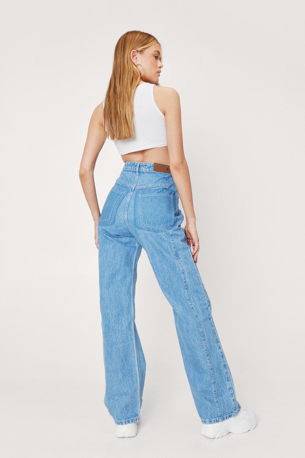 Light blue Two Tone High Waisted Wide Leg Jeans image number 1