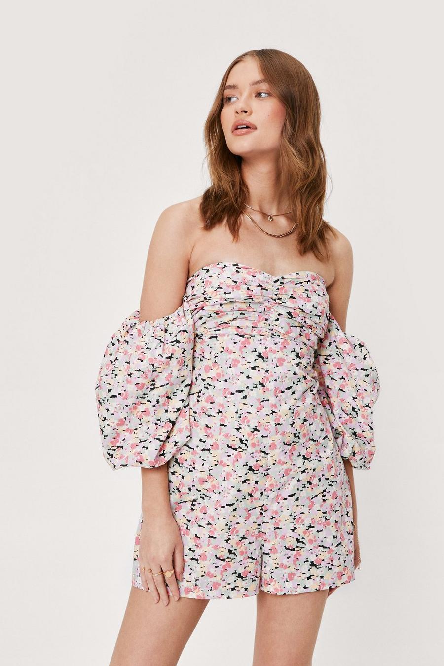 Floral Poplin Gathered Front Playsuit