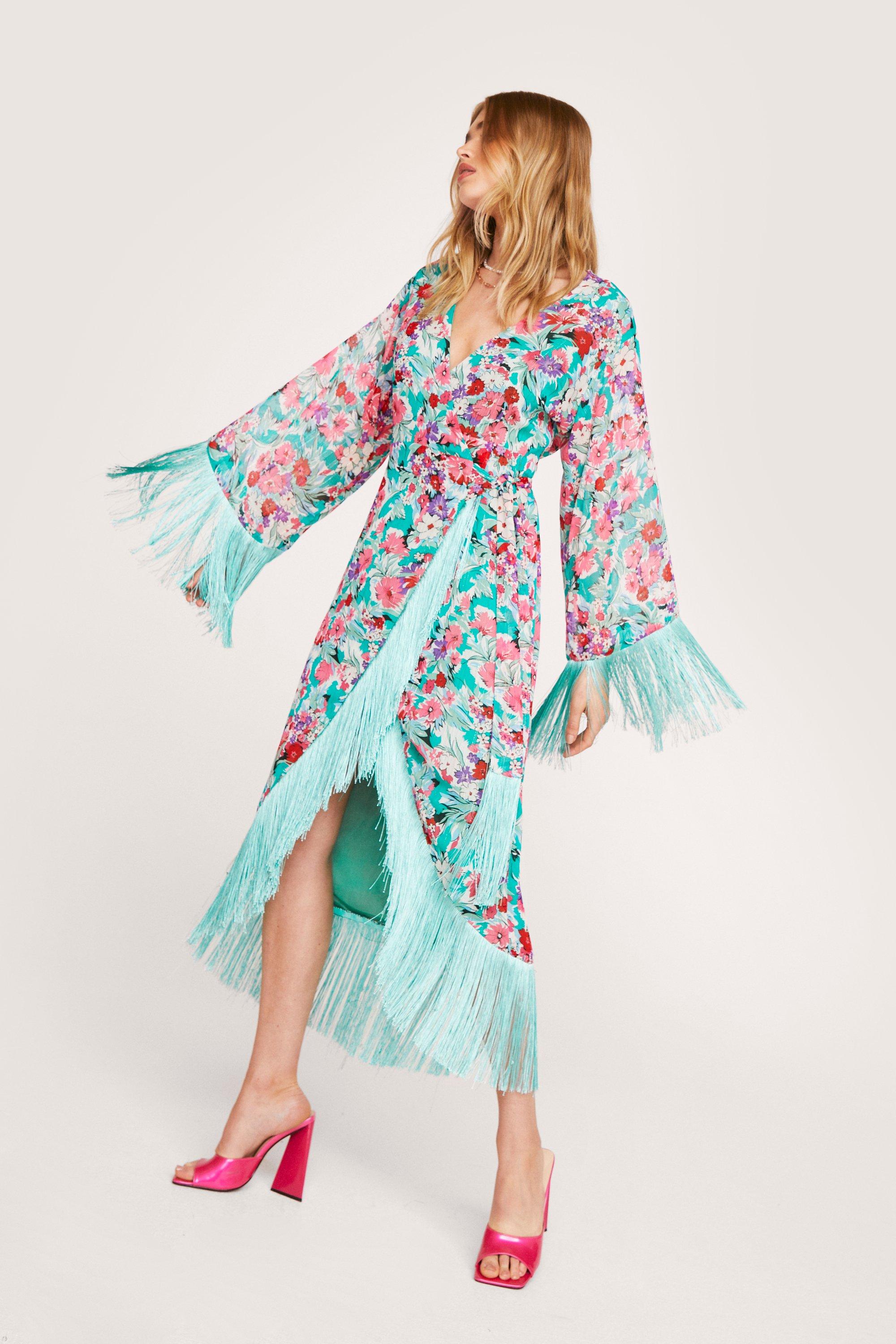 Floral store fringe dress