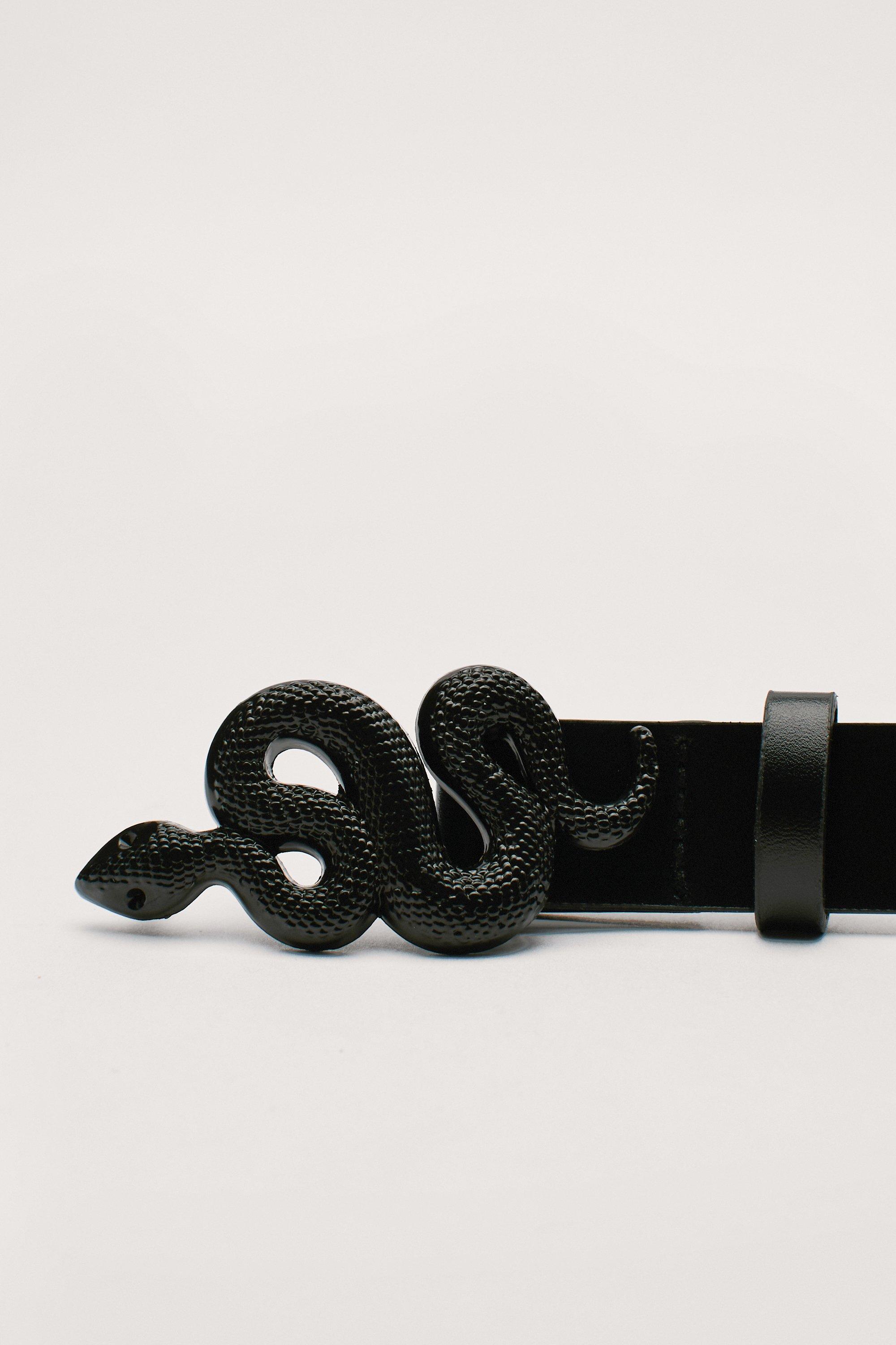 Faux Leather Snake Buckle Belt