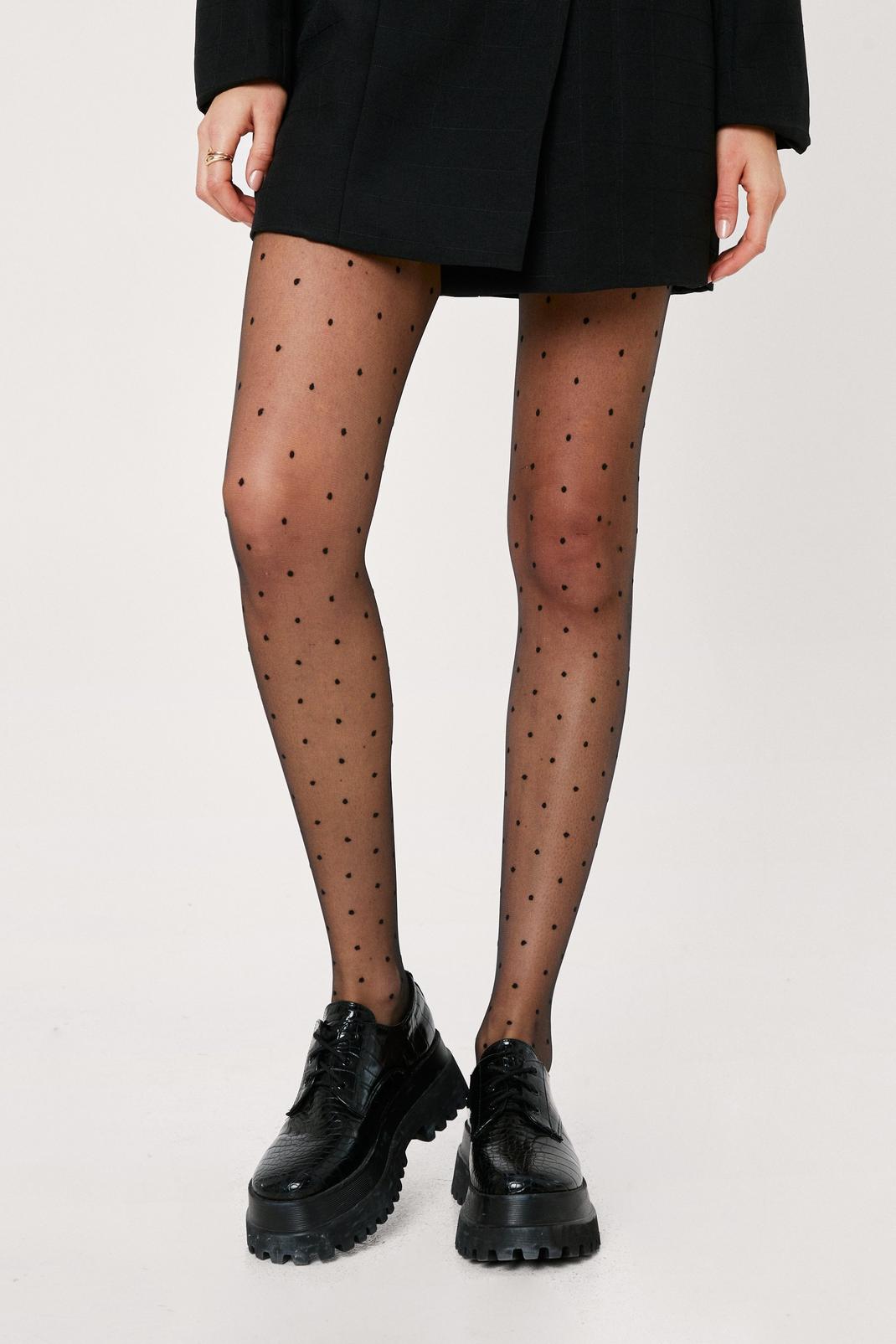105 Sheer 2 Pc Heart and Spotty Print Tights Set image number 1