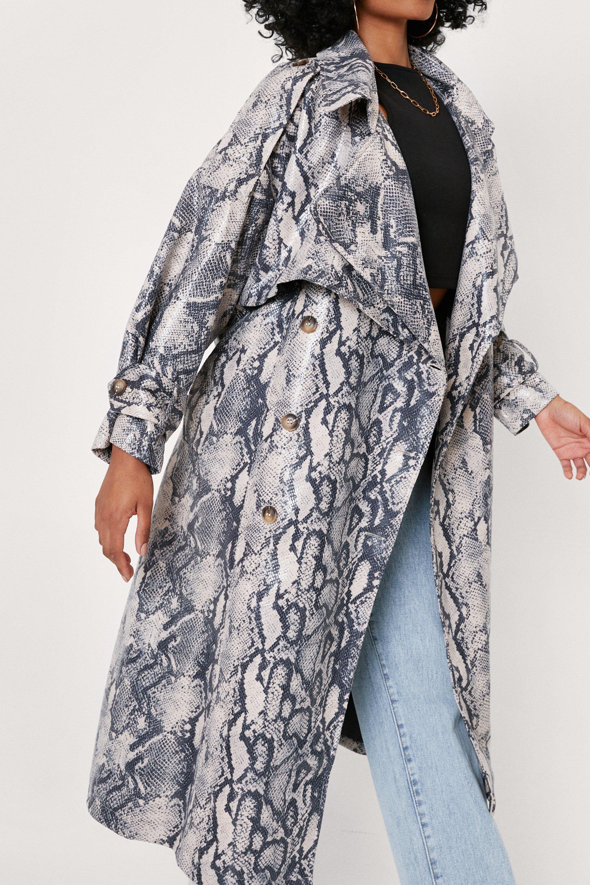 Petite Snake Print Trench Coat