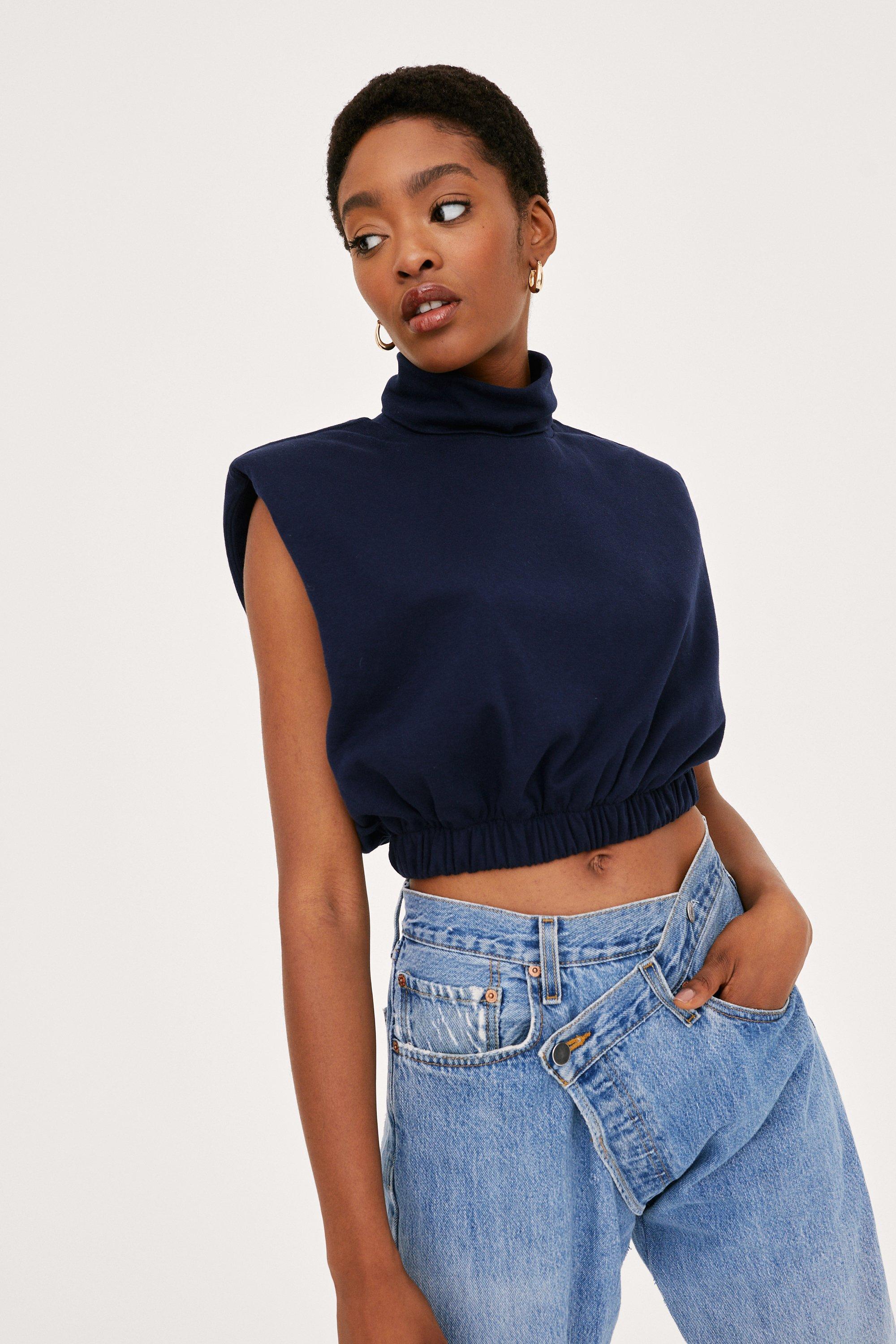 Crop top with shoulder pads sale