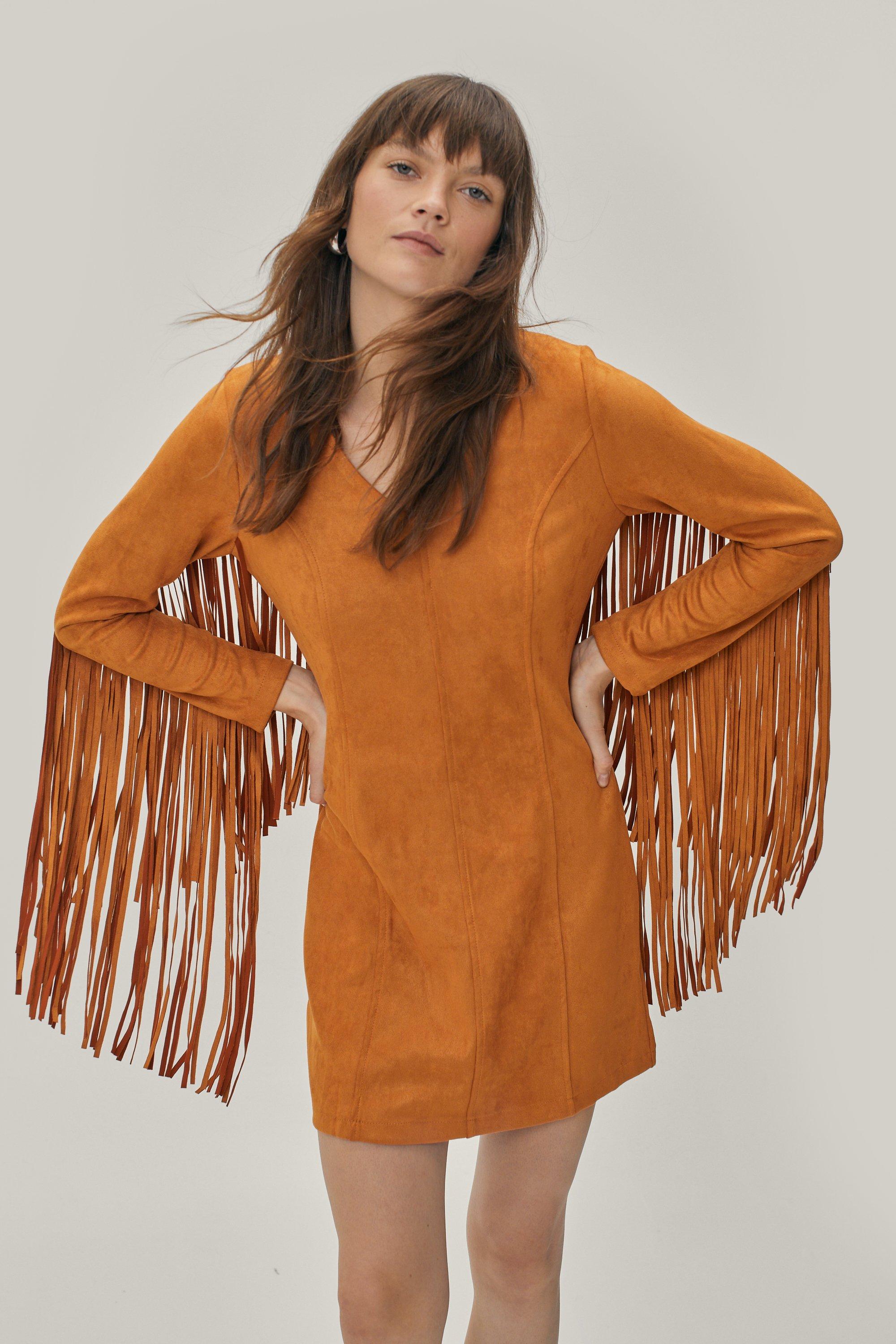 brown fringe dress