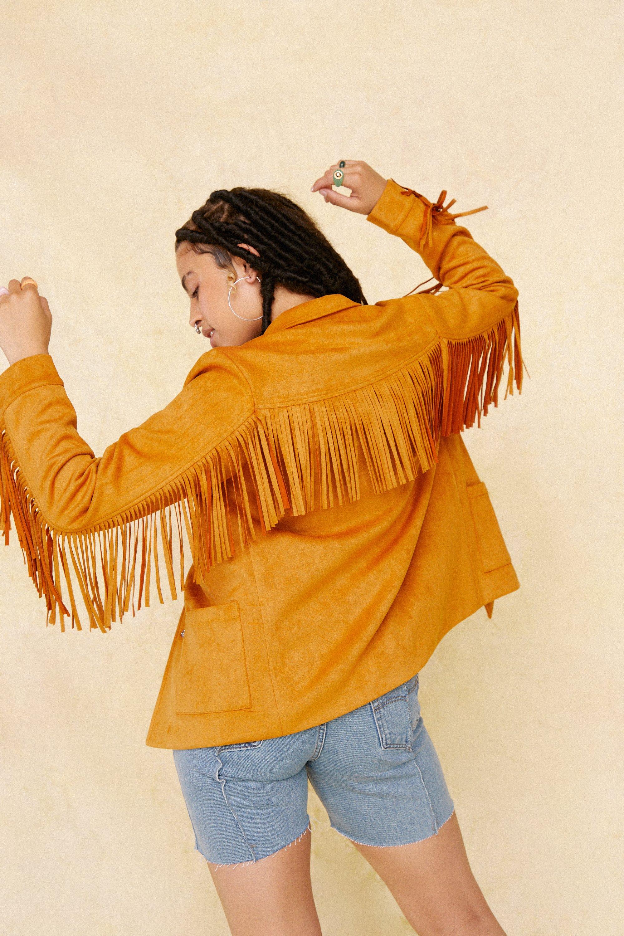 orange fringe jacket