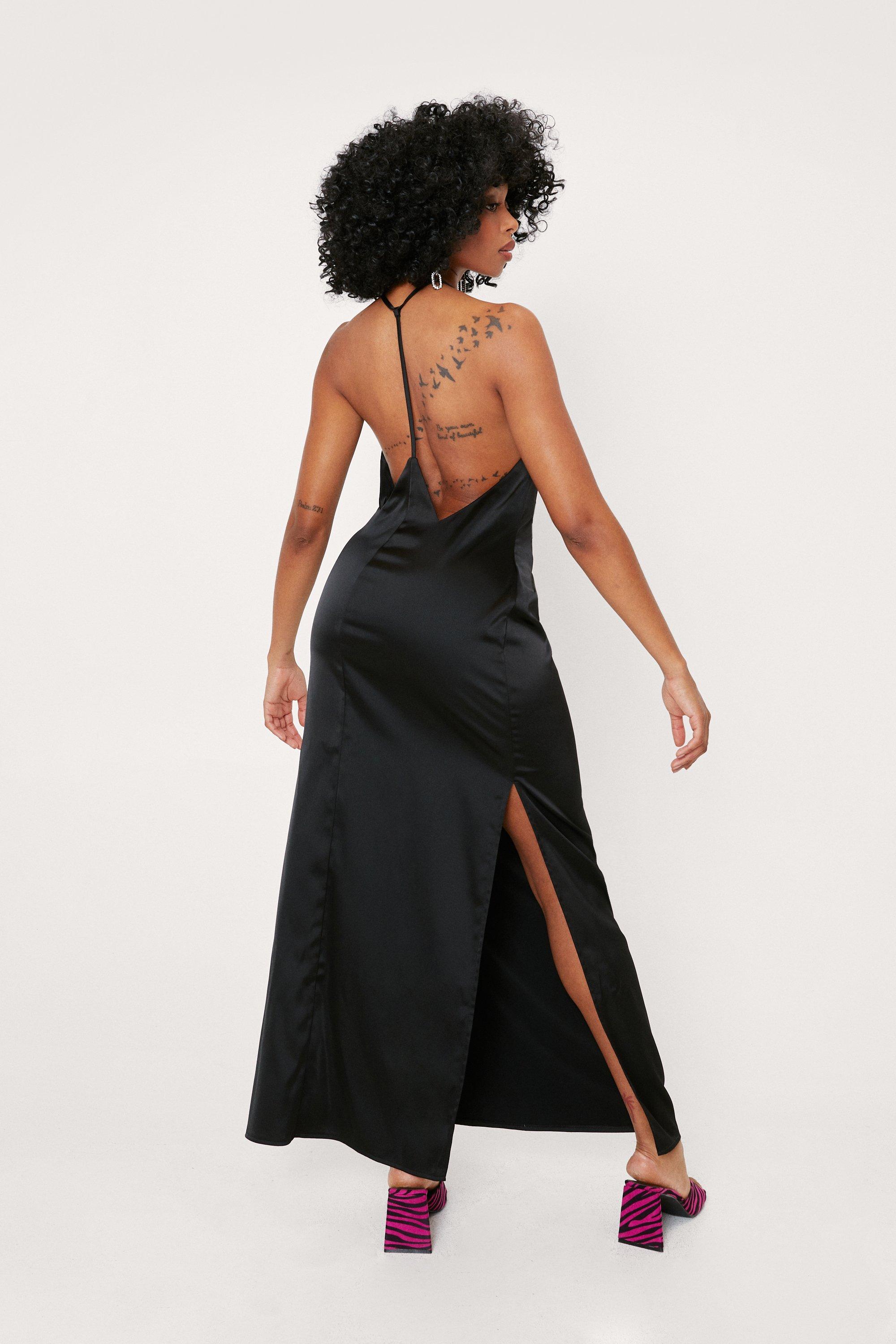 satin split maxi dress