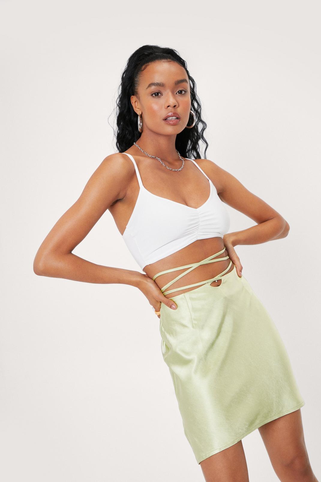 Apple green Strappy Wrap Around Mini Skirt image number 1