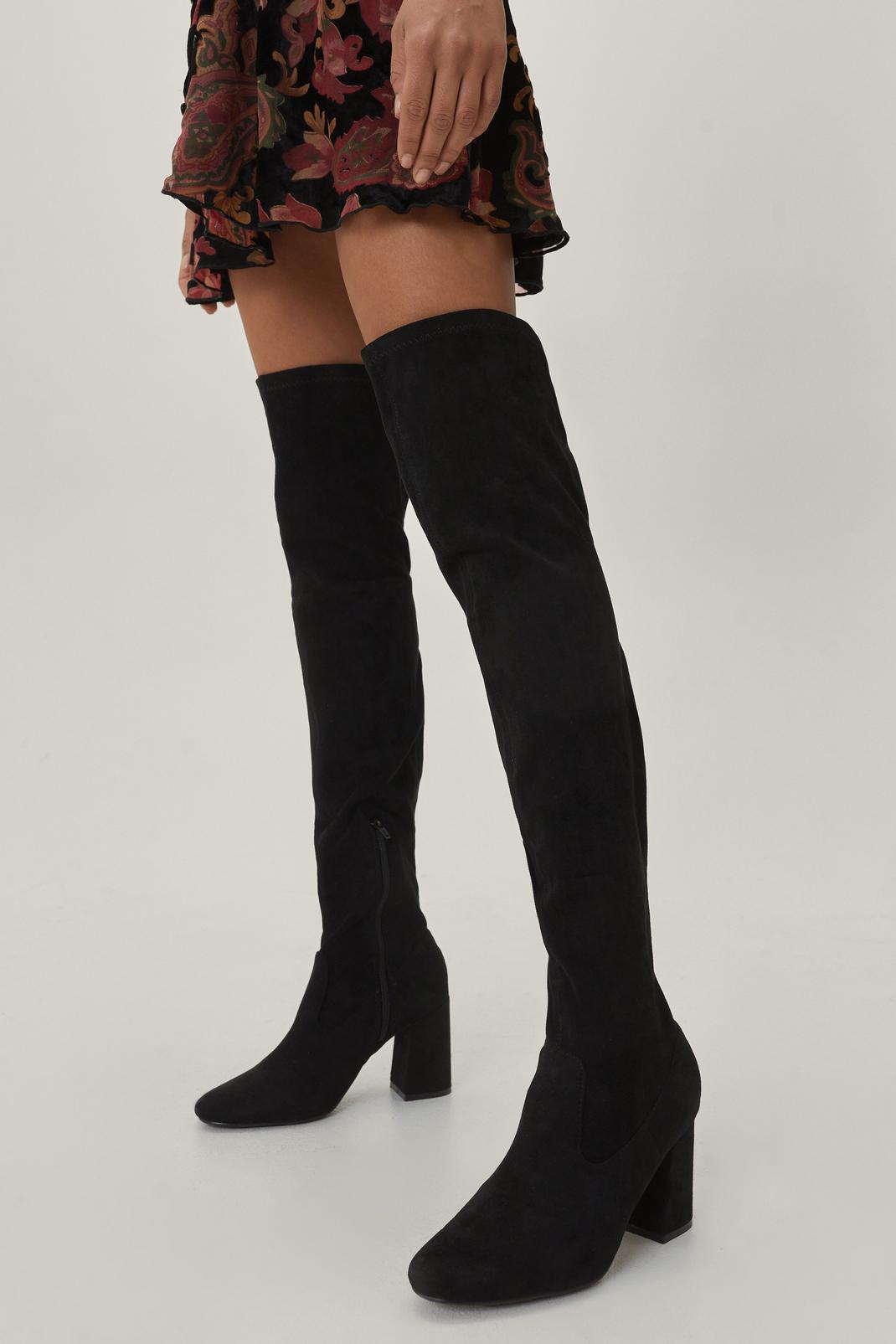 105 Wide Fit Faux Suede Over the Knee Boots image number 1