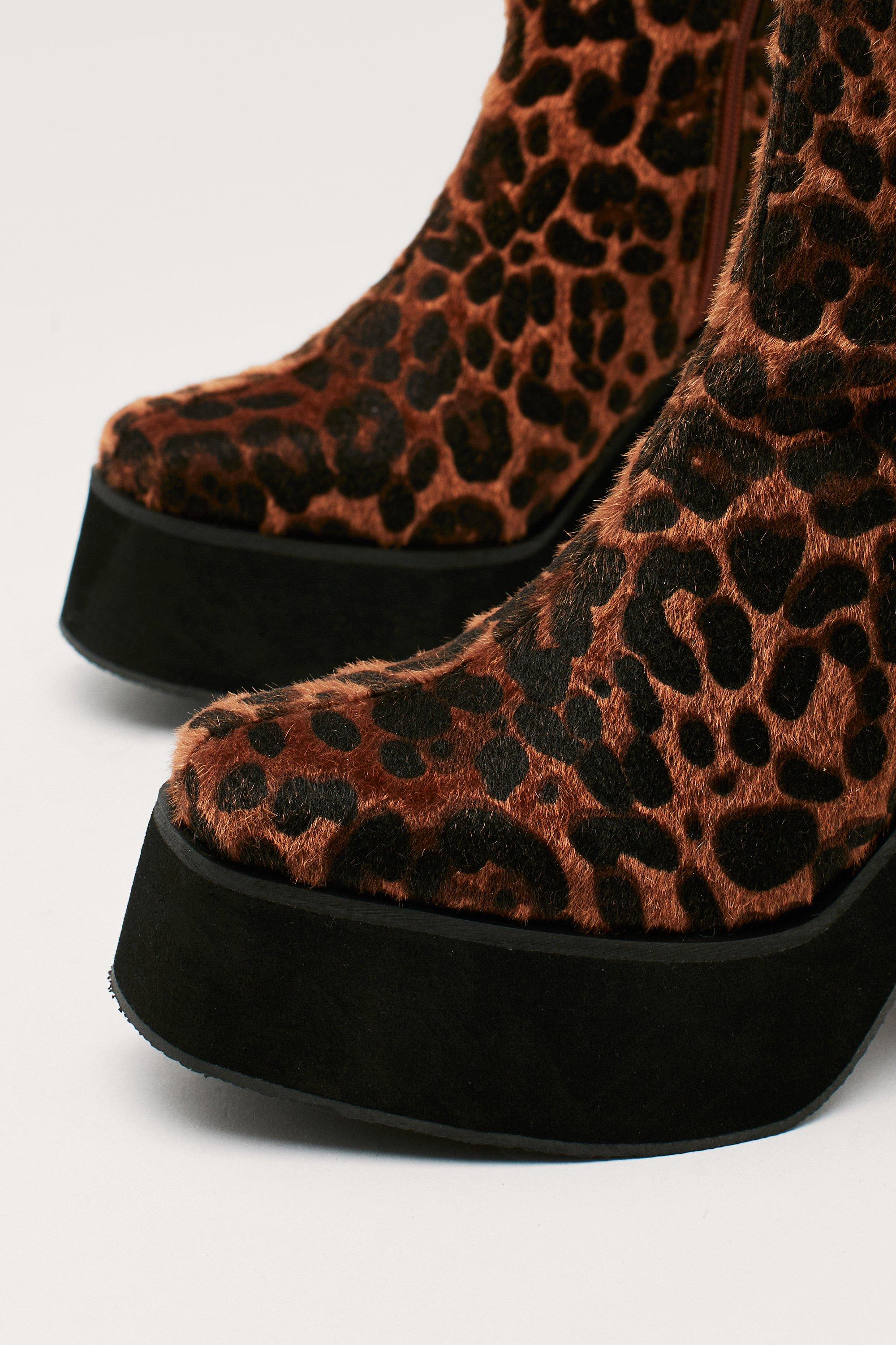 Leopard platform hot sale booties