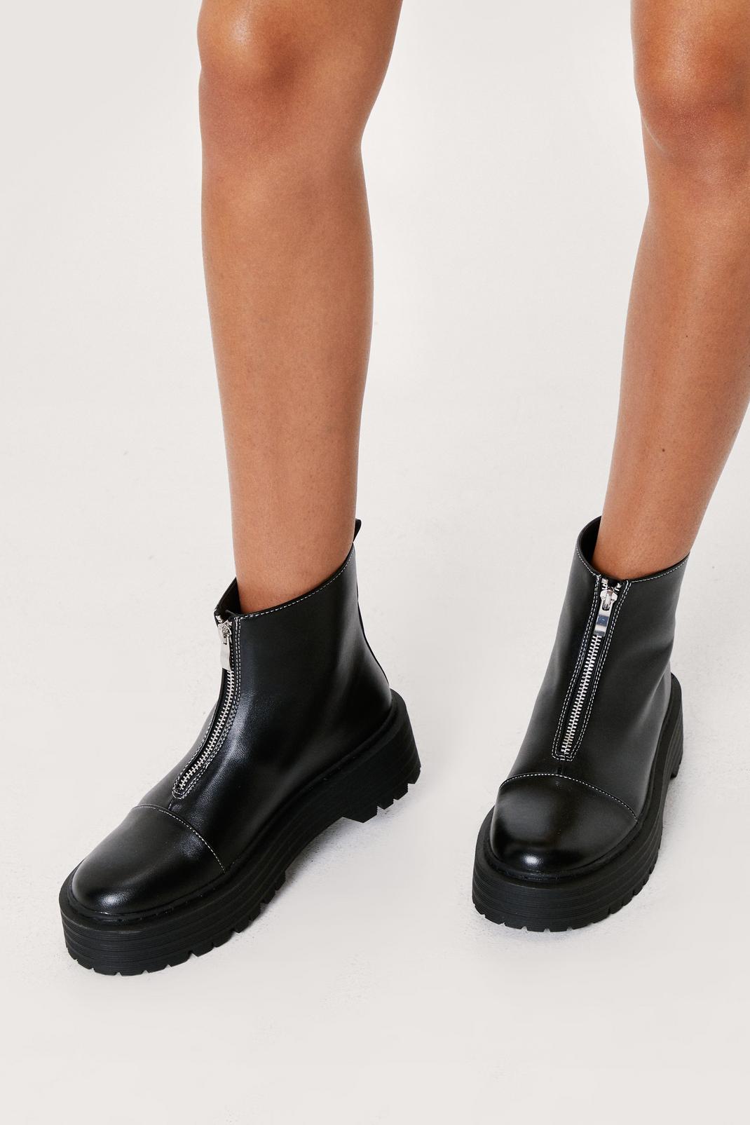 105 Tumbled Faux Leather Front Zip Boots image number 2