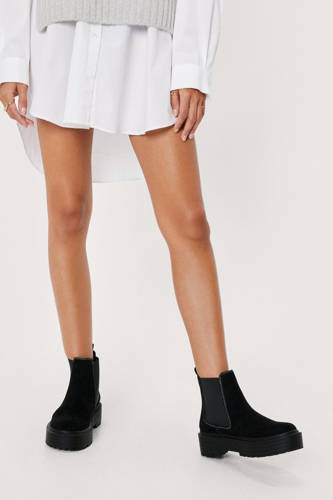 Black Immi Suede Contrast Stitch Chelsea Boots image number 1