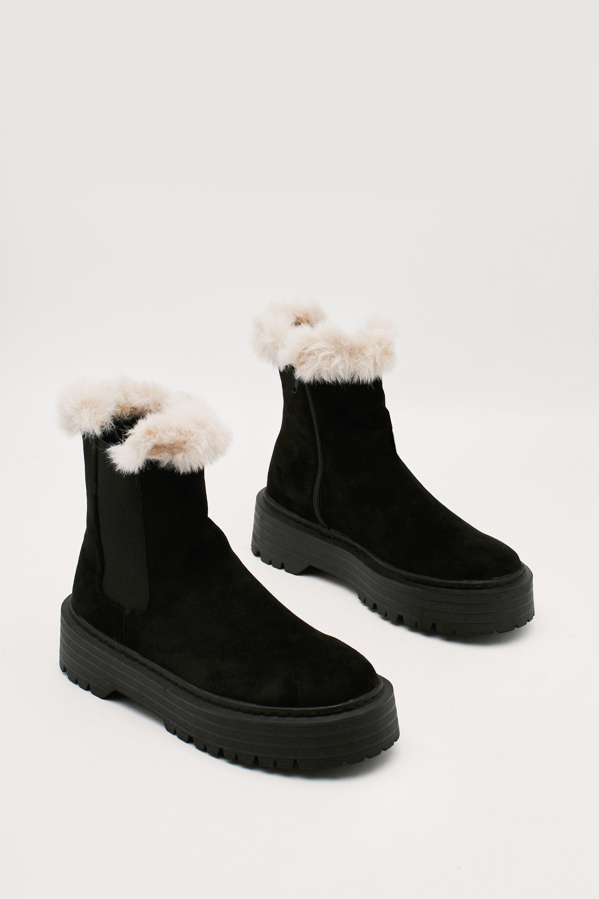 Faux fur hot sale trimmed boots