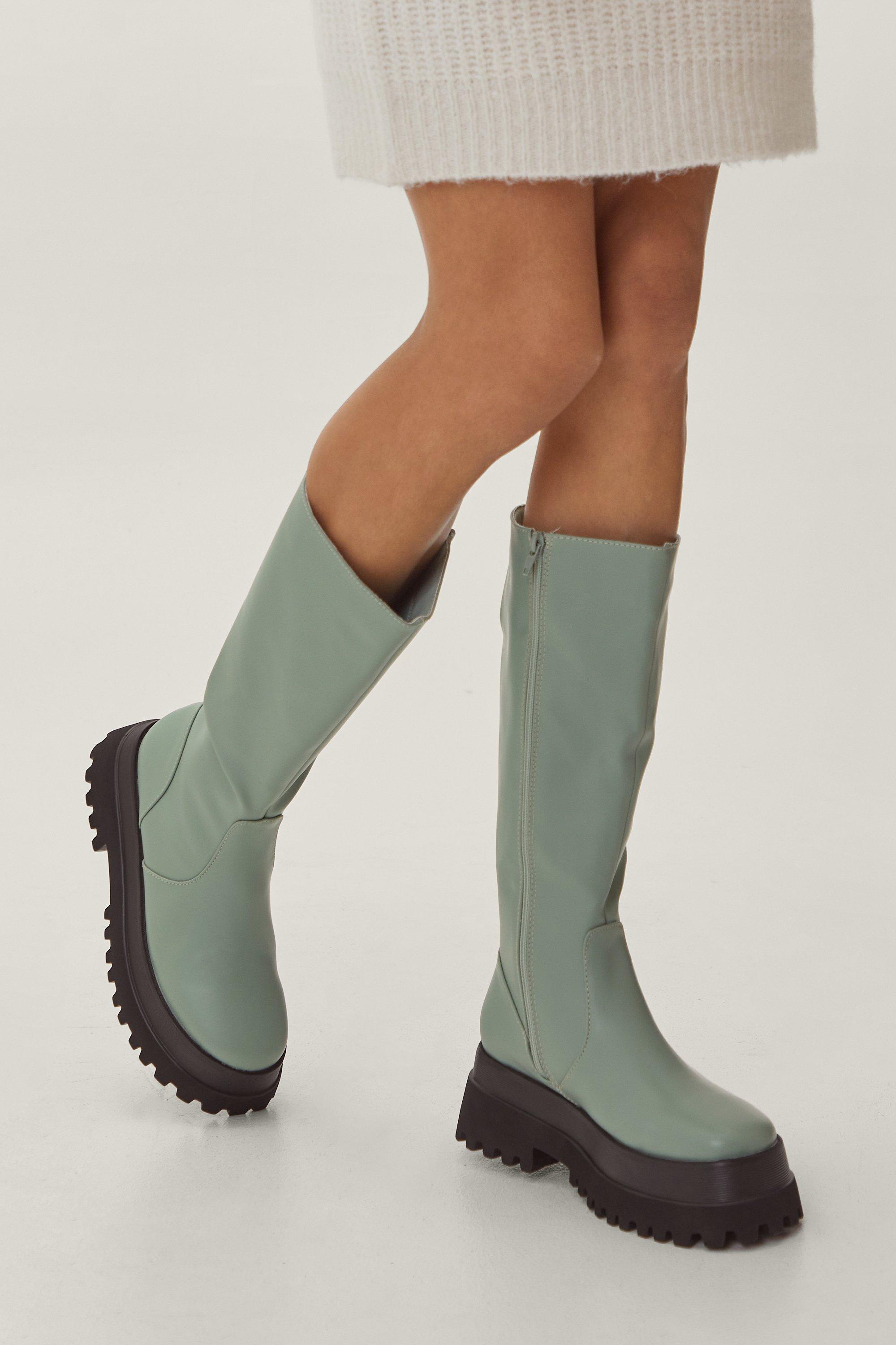 Rubber Knee High Wellie Boots Nasty Gal