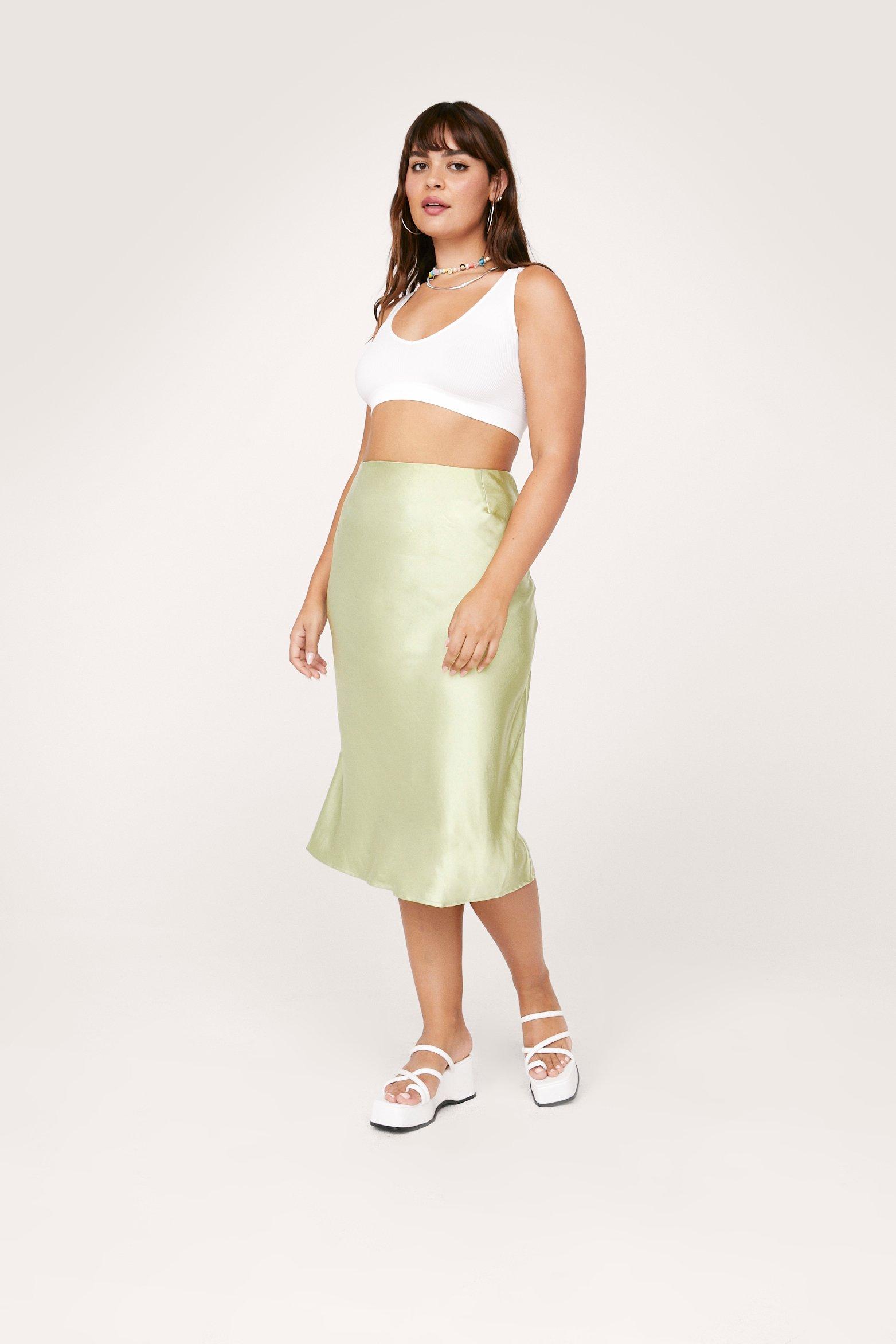 Mid length satin skirts plus outlet size