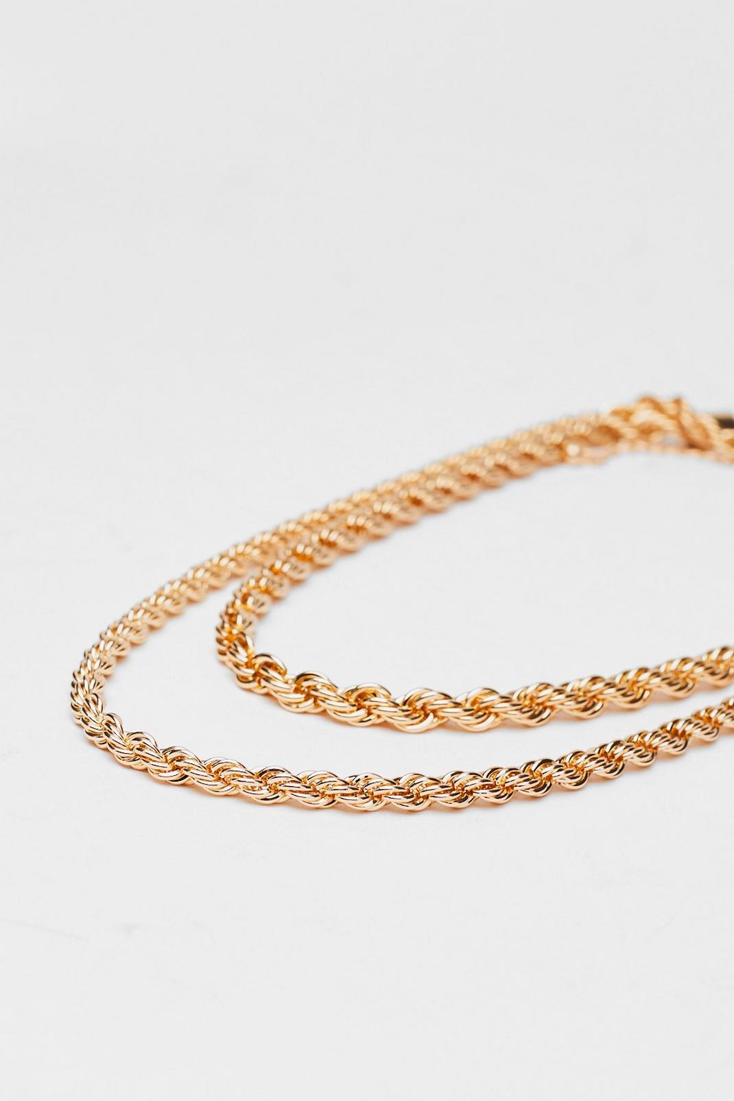 Lot de 2 colliers épais à chaînes torsadées effet corde, Gold image number 1