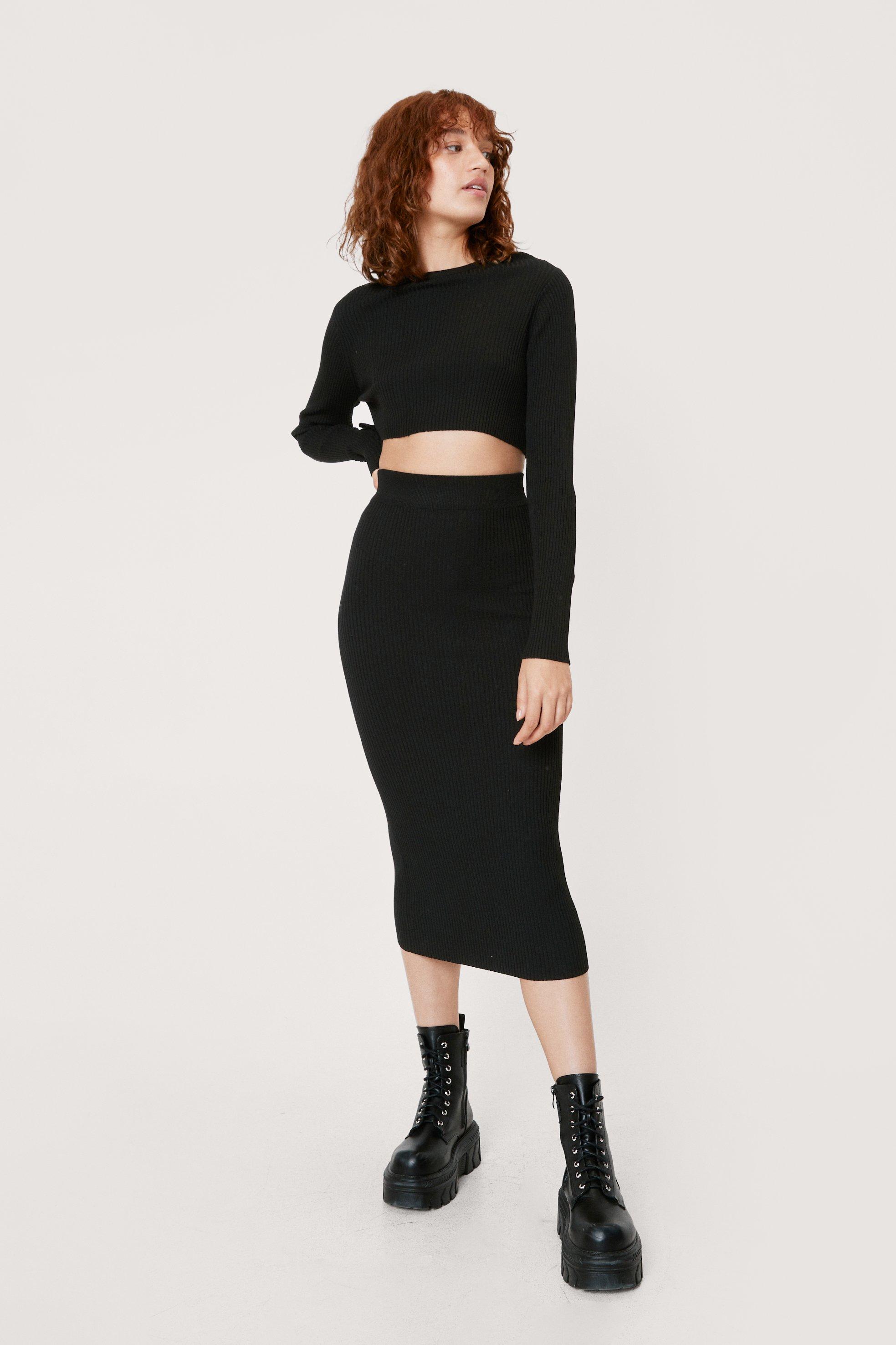 long fitted midi skirt