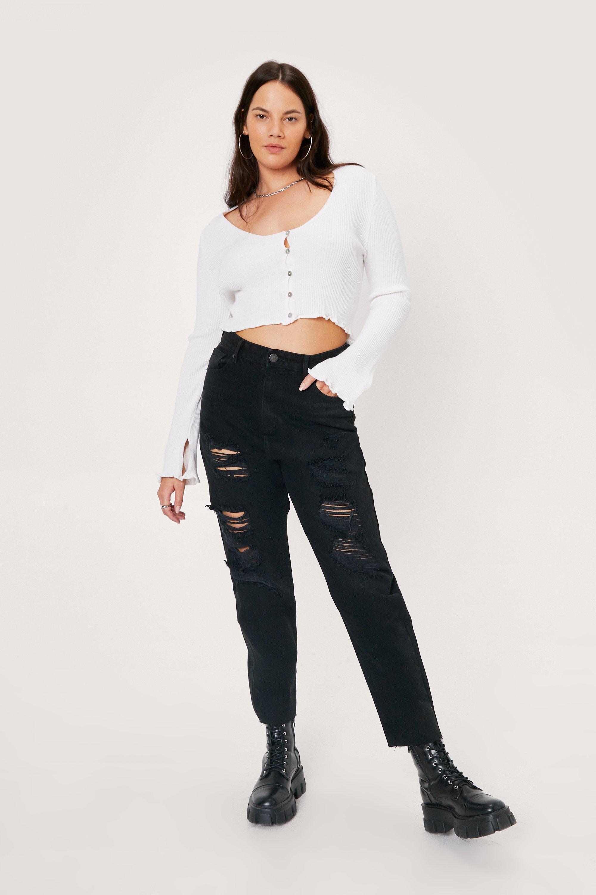 plus size mom jeans black