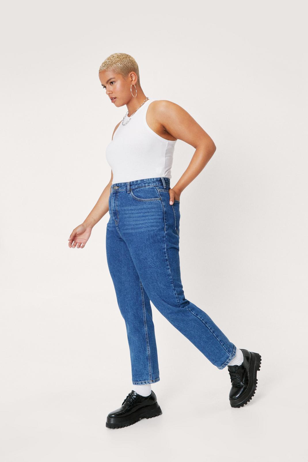 106 Plus Size Organic Denim Roll Hem Mom Jeans image number 2