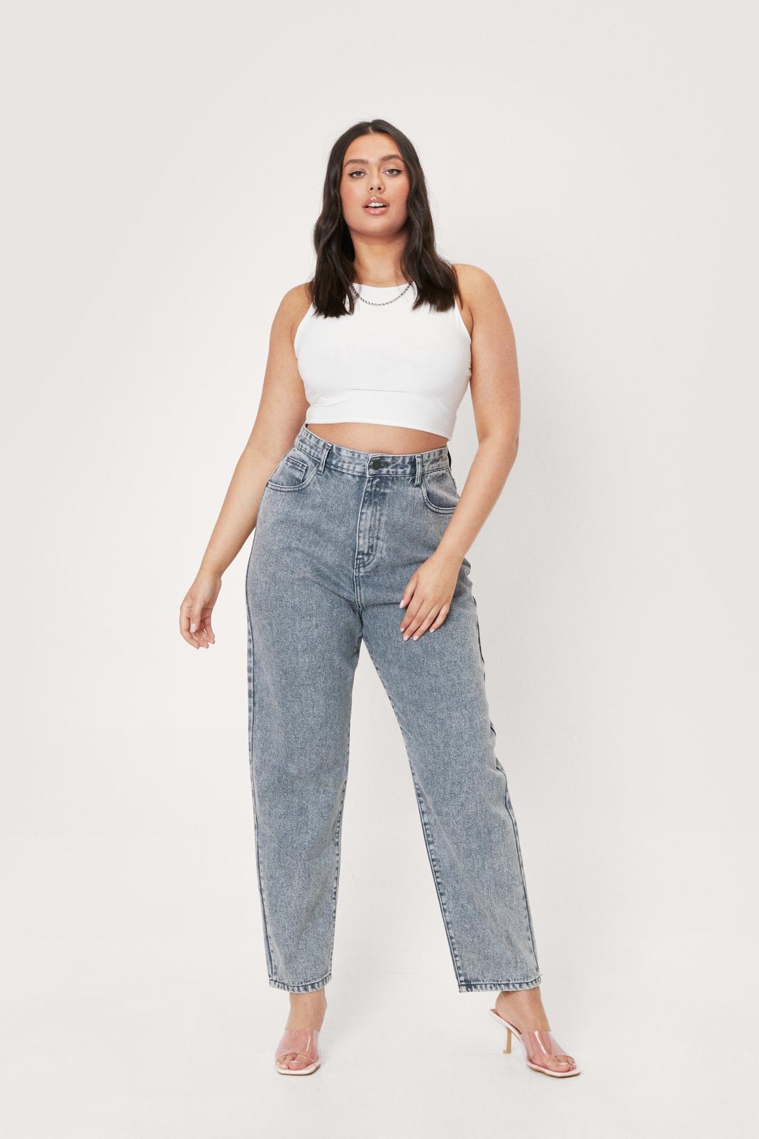 Grey Plus Size Organic Denim Mom Jeans image number 1