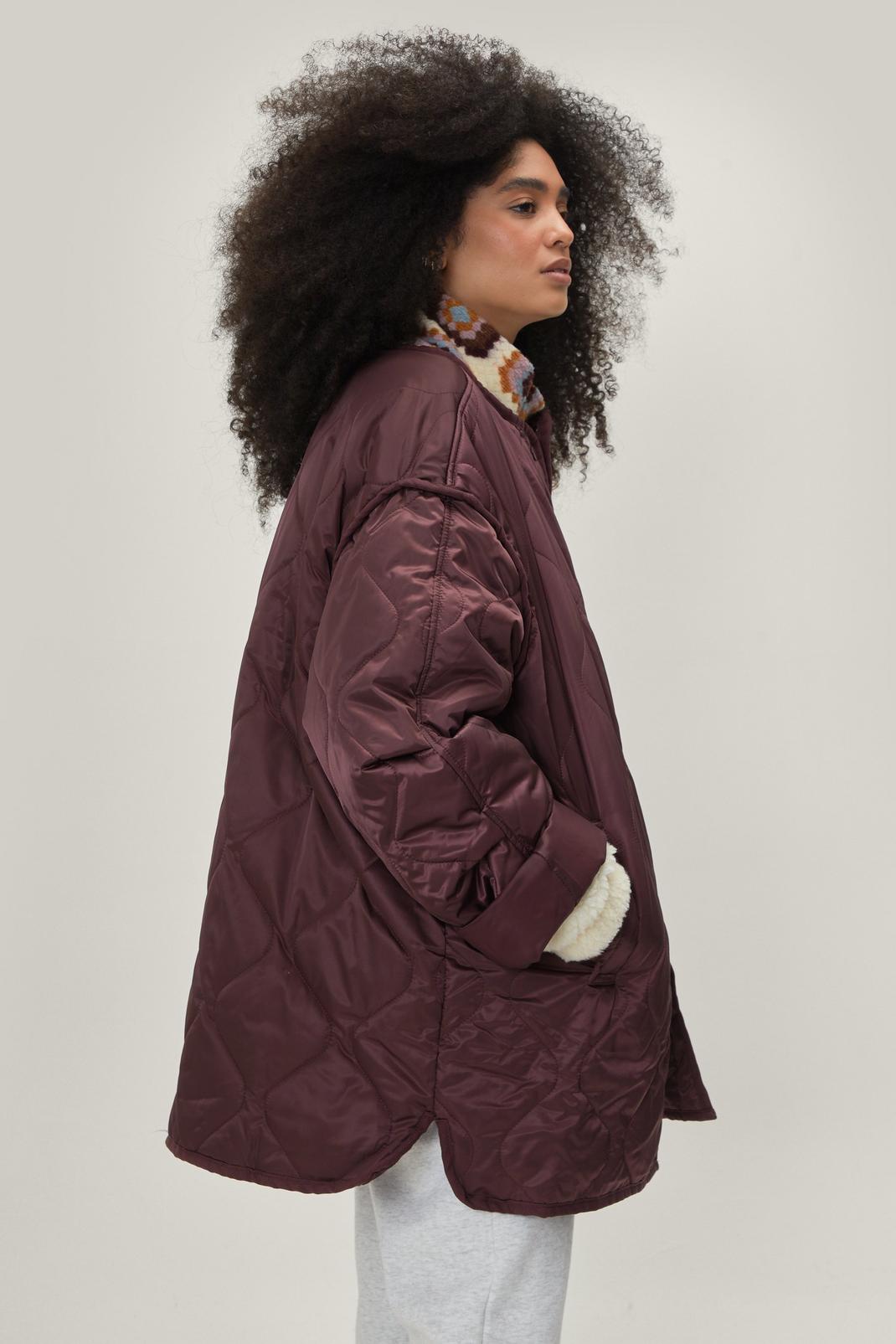186 Quilted Oversized Longline Shell Jacket image number 2