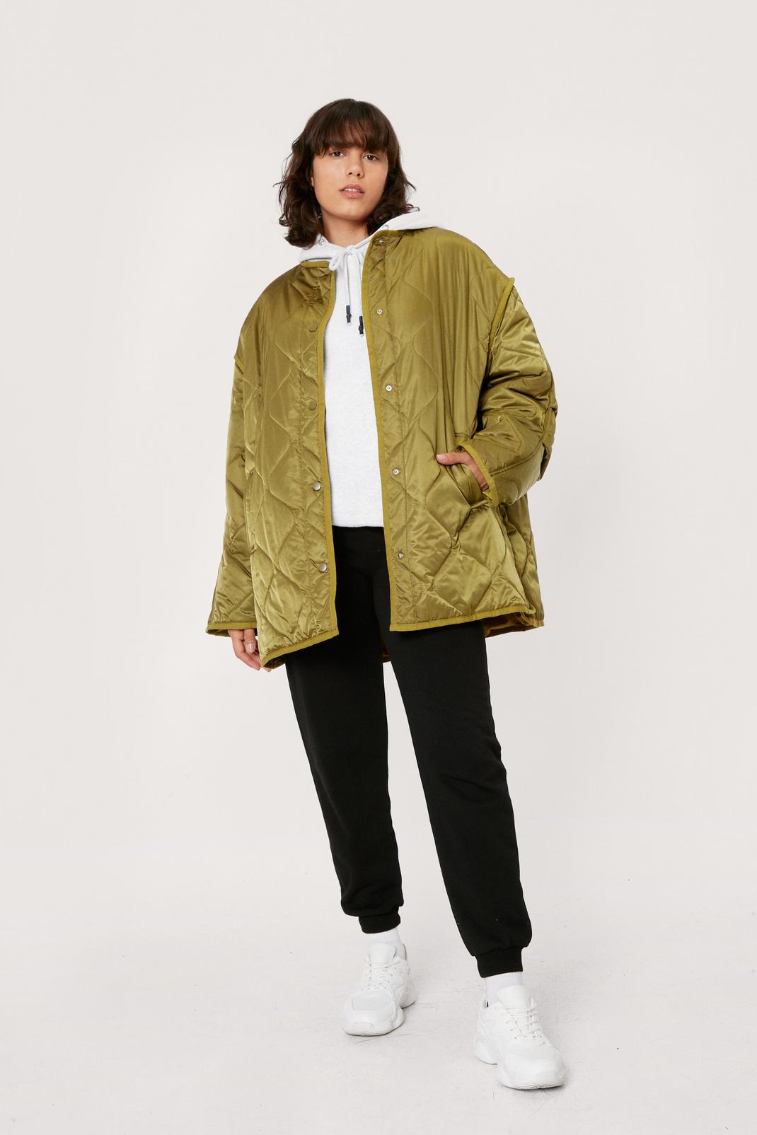 Quilted Oversized Longline Shell Jacket image number 1