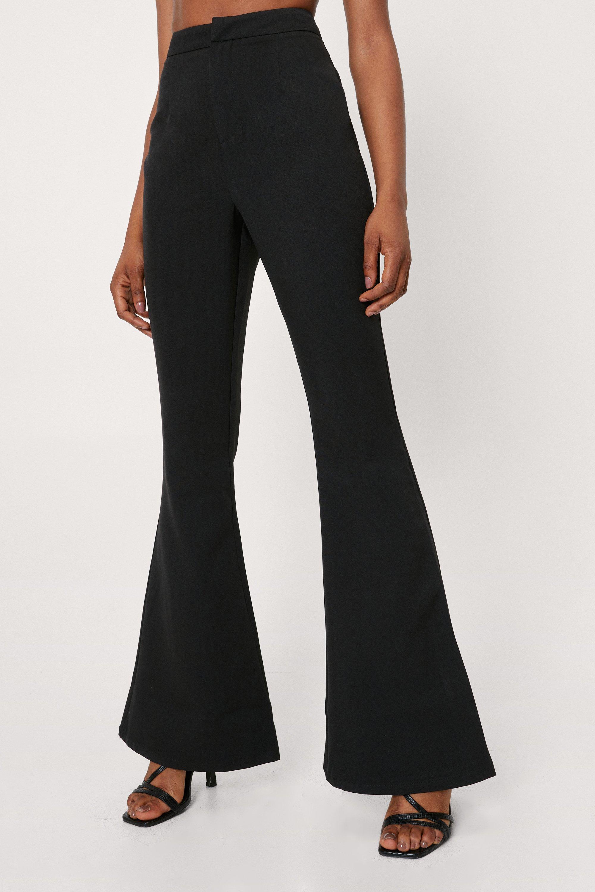 black flare suit pants