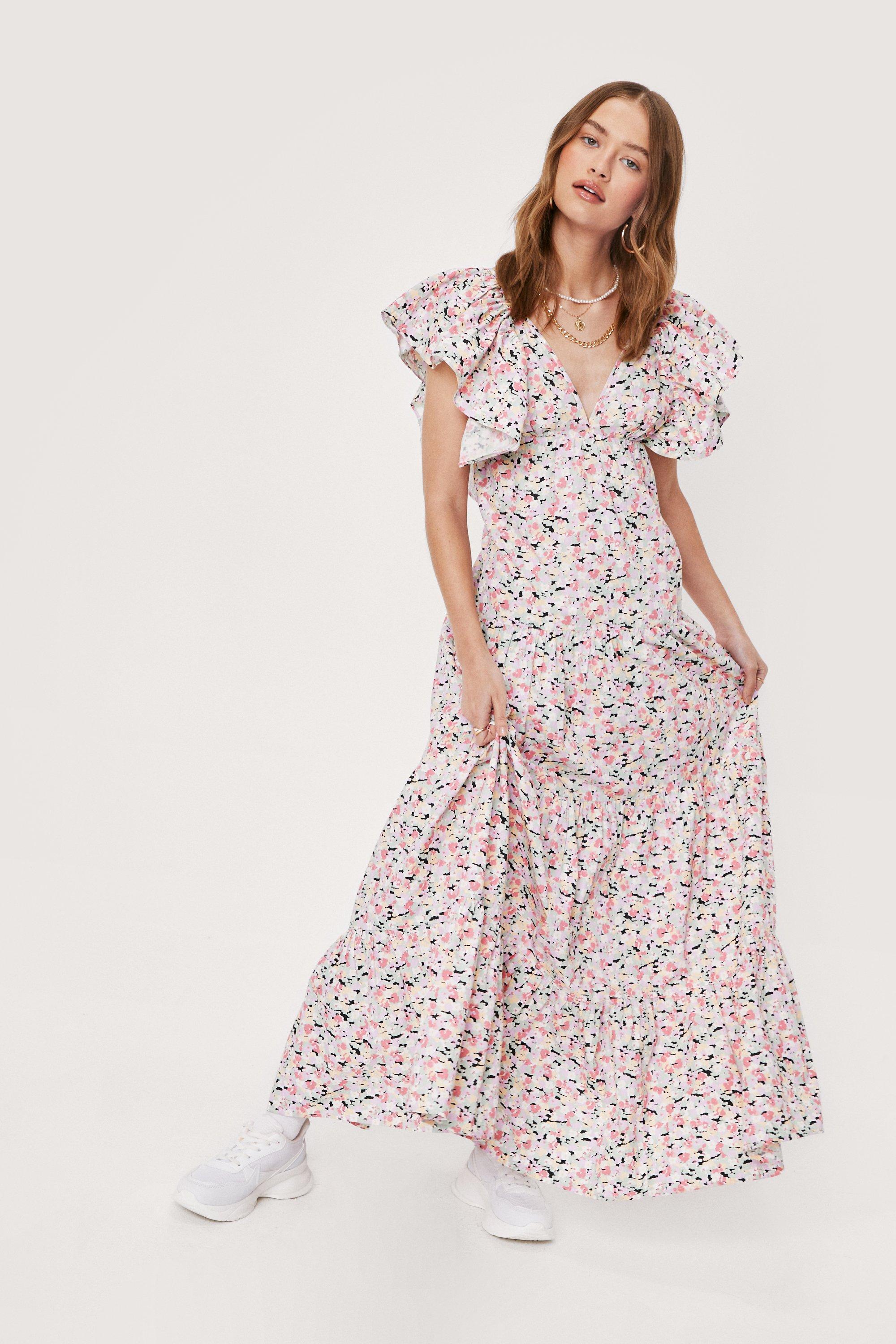 floral smock maxi dress