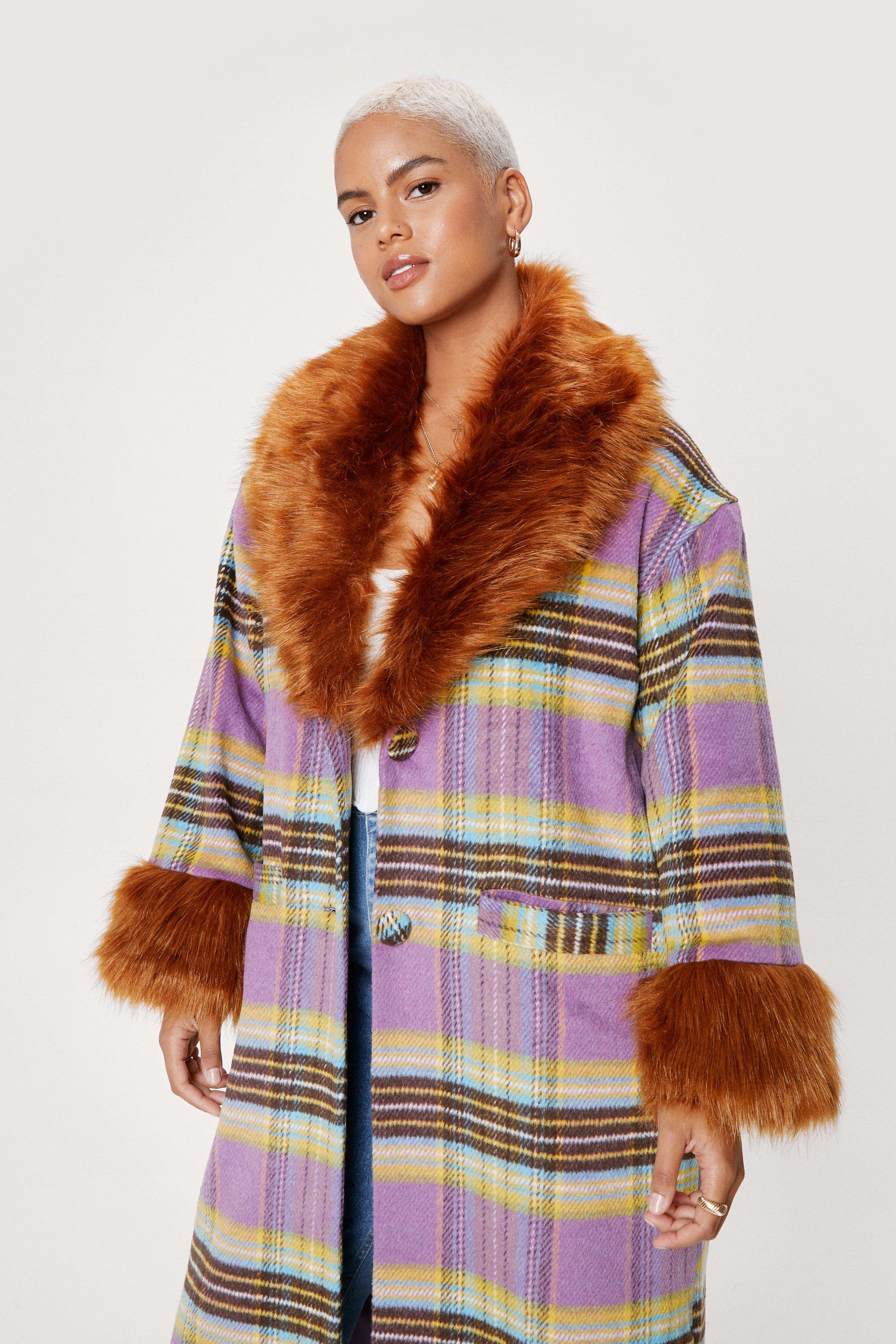 plus size fur trimmed coats